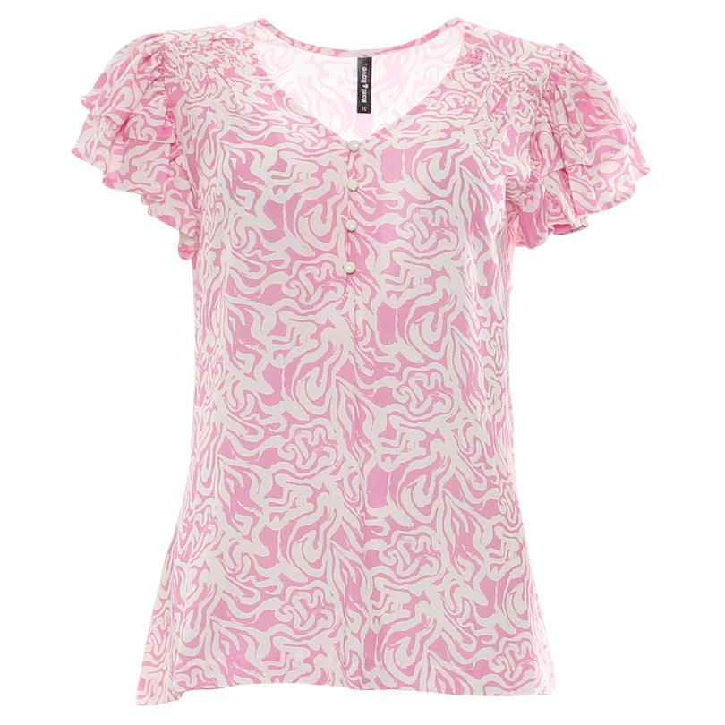 Ladies Belva Pink Top-Ghost Front View