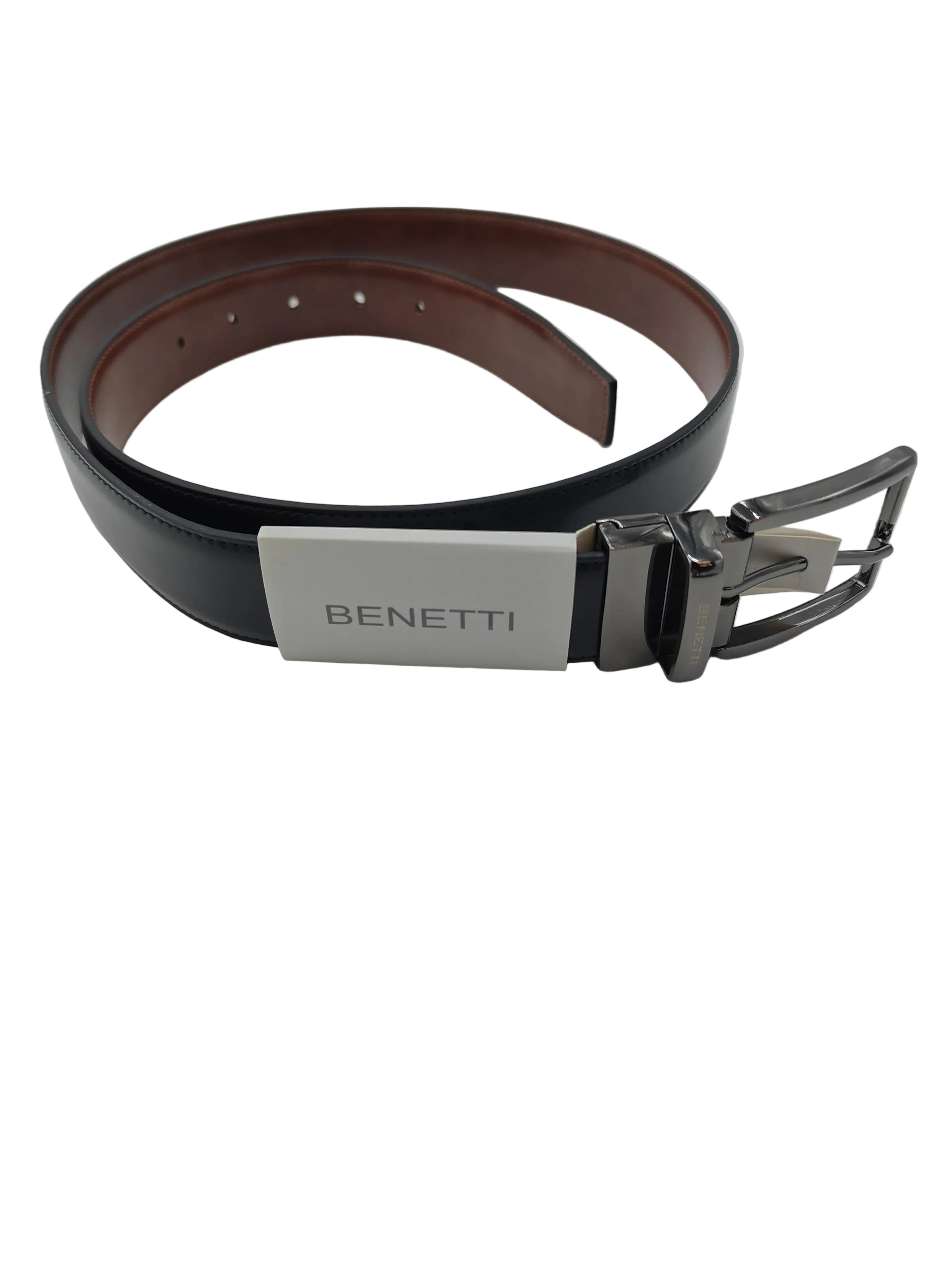 BENETTI Benetti Reversible Black Tan Belt Black/Tan front view