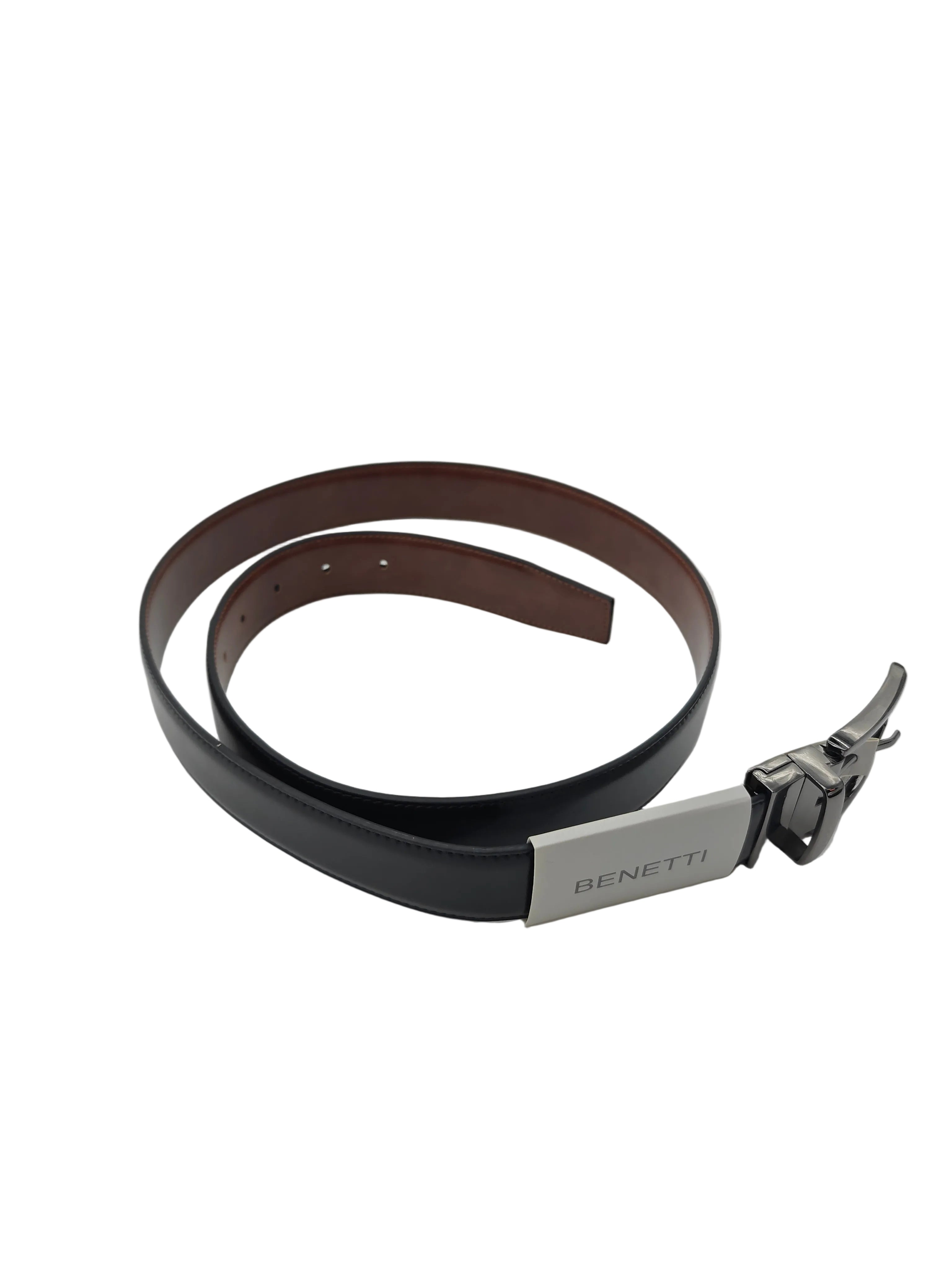 BENETTI Benetti Reversible Black Tan Belt Black/Tan model front view