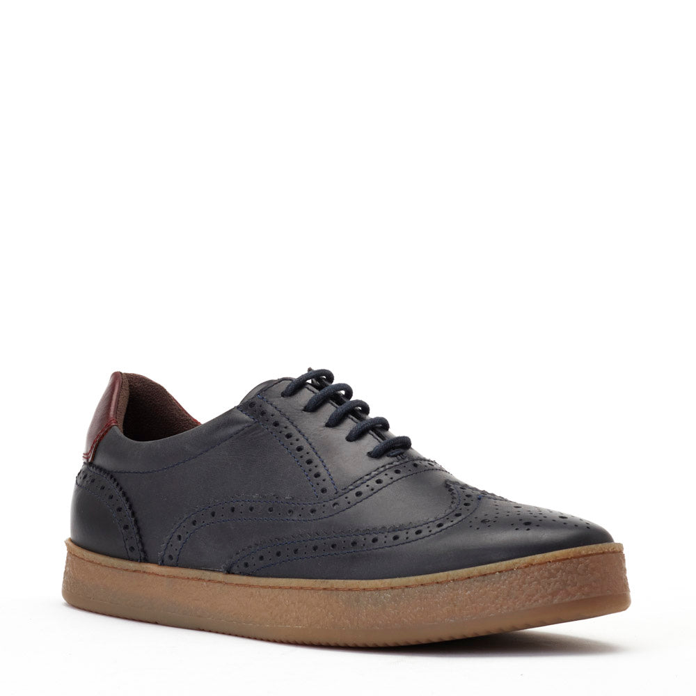 BASE LONDON Christo Navy Pull-Up Sneakers Navy back view