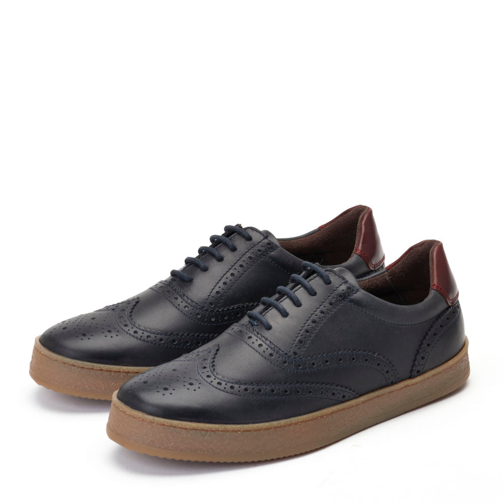 BASE LONDON Christo Navy Pull-Up Sneakers Navy front view