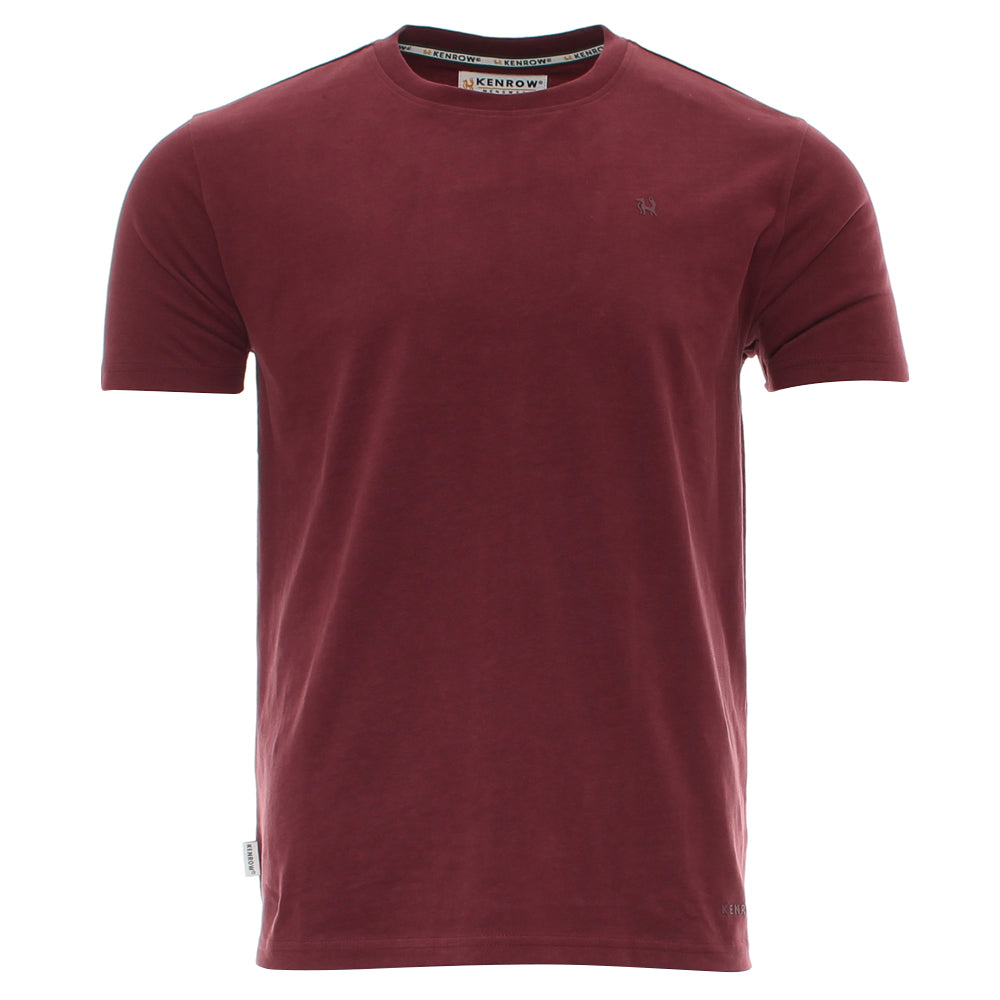 Kenrow Connor Tee in maroon, front view showing crew neck and chest logo