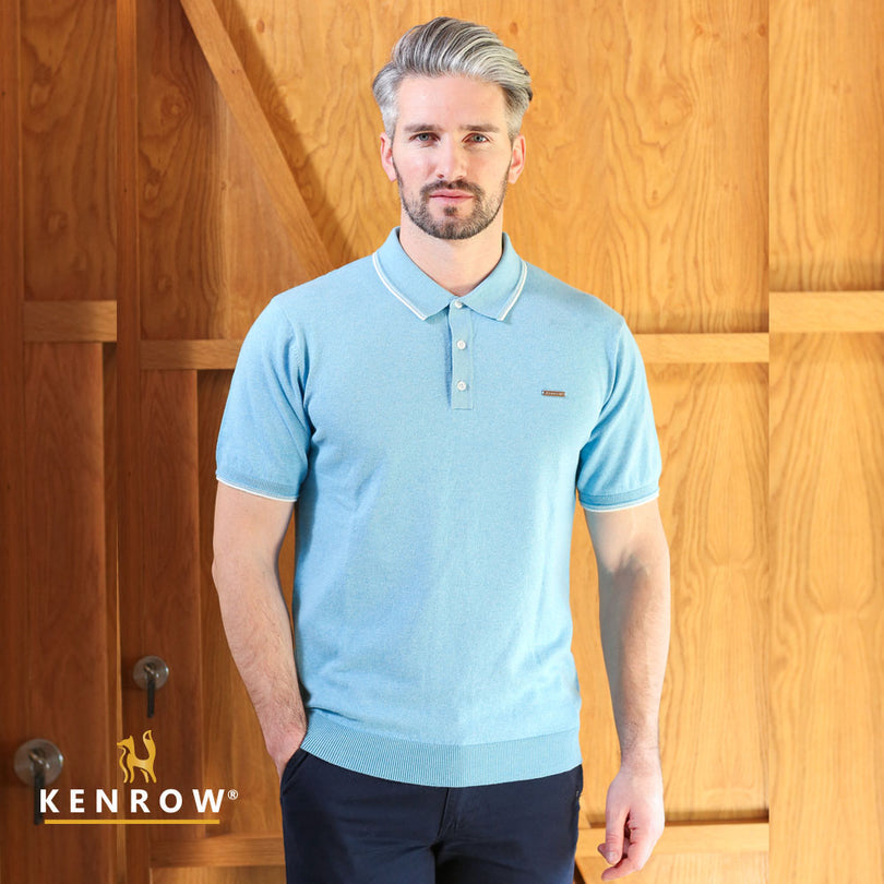 Kenrow Menswear Conrad Blue Polo Shirt Blue Melange front view