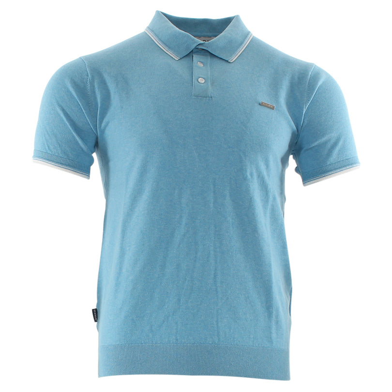 Men's Conrad Blue Polo Shirt-Ghost Front View