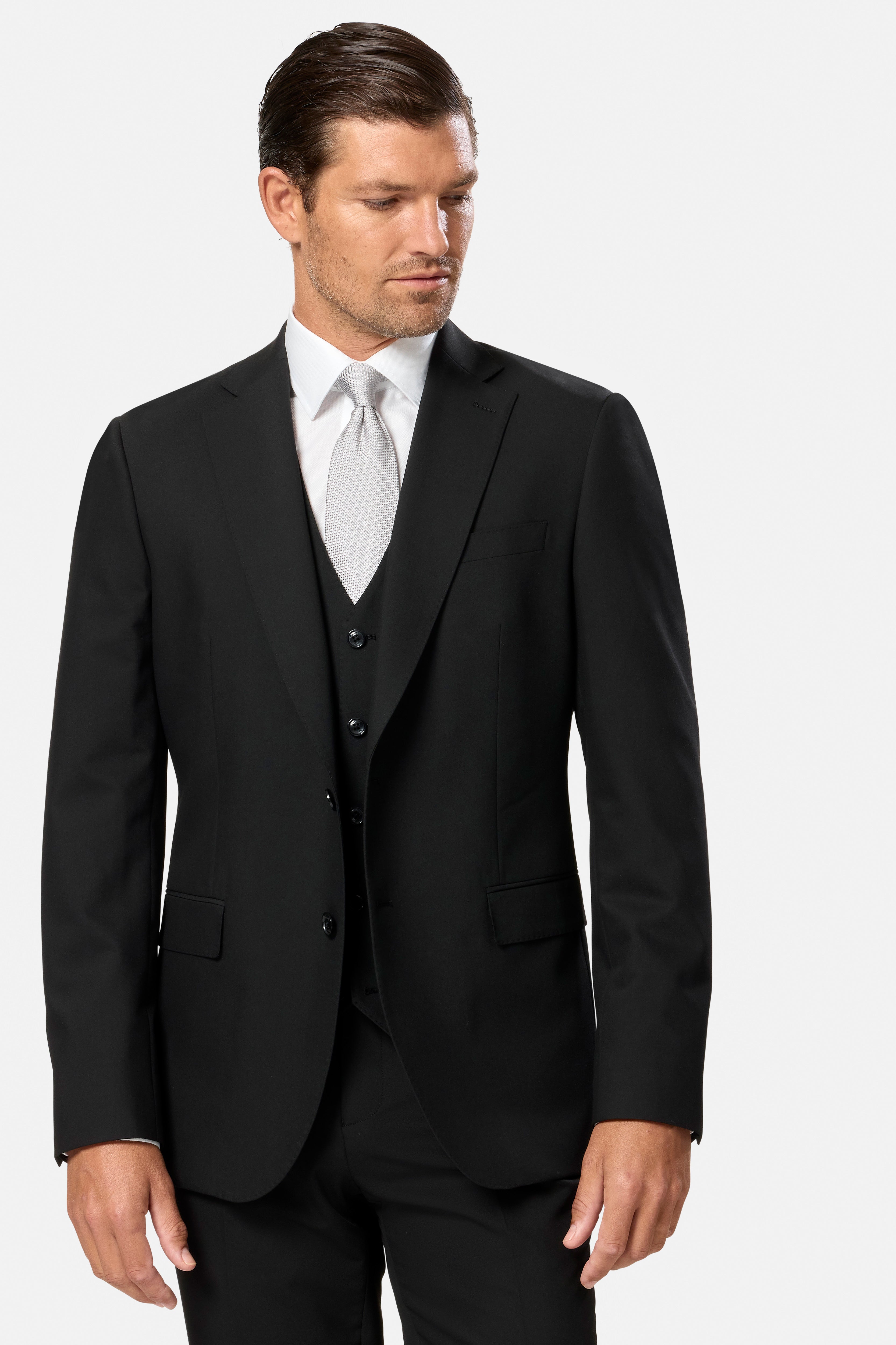 BENETTI Carnaby Slim Black Jacket Black front view