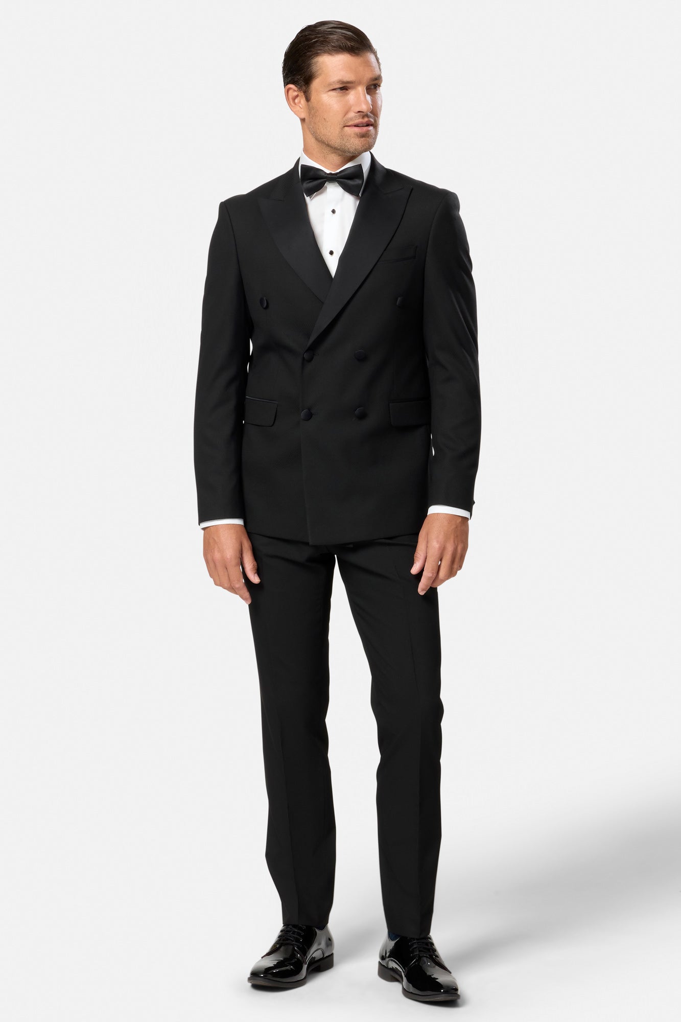 BENETTI Carnaby Double Breasted Lester Fit Tuxedo Black Jacket BLACK detail view