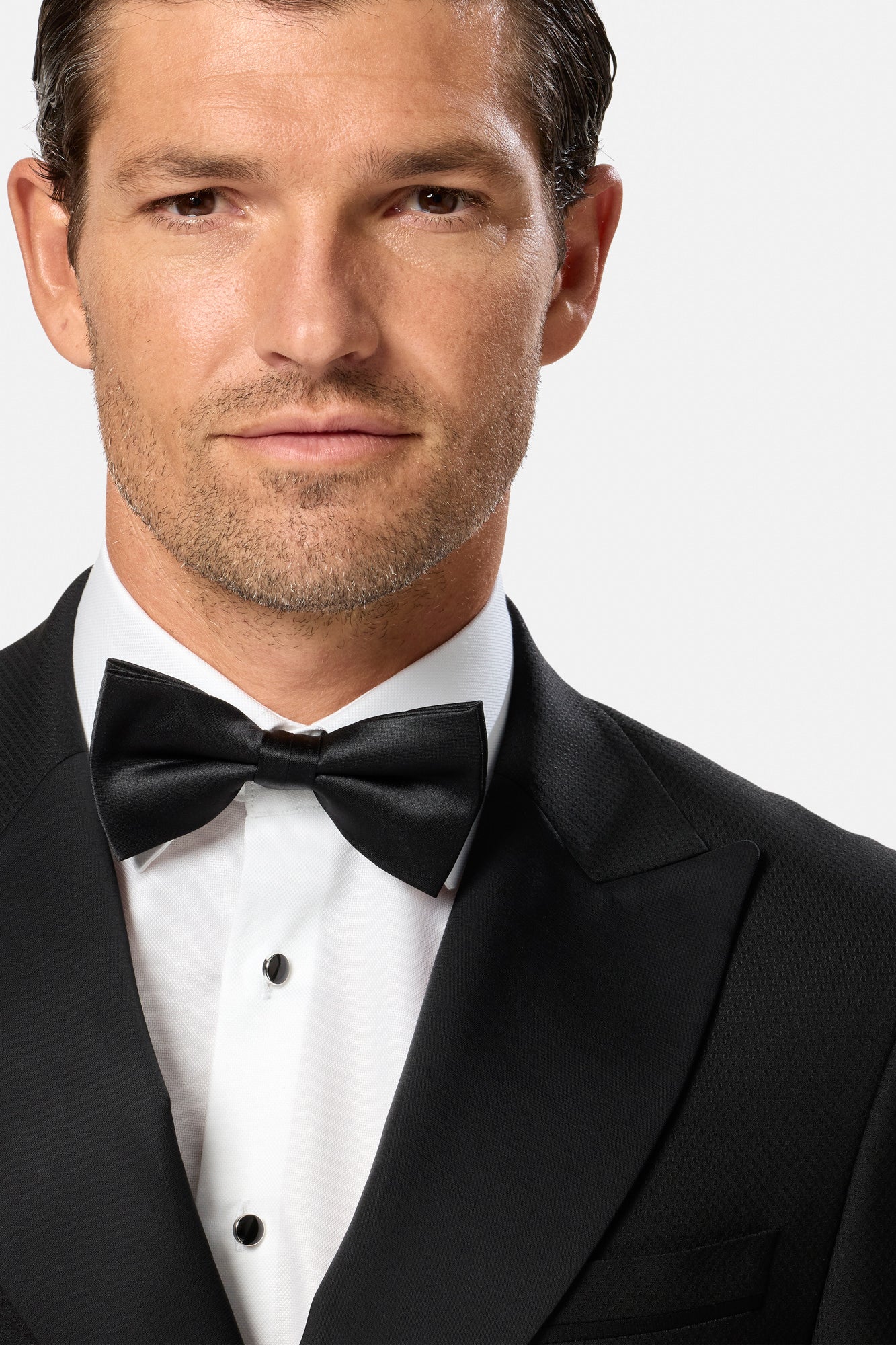 BENETTI Carnaby Double Breasted Lester Fit Tuxedo Black Jacket BLACK side view