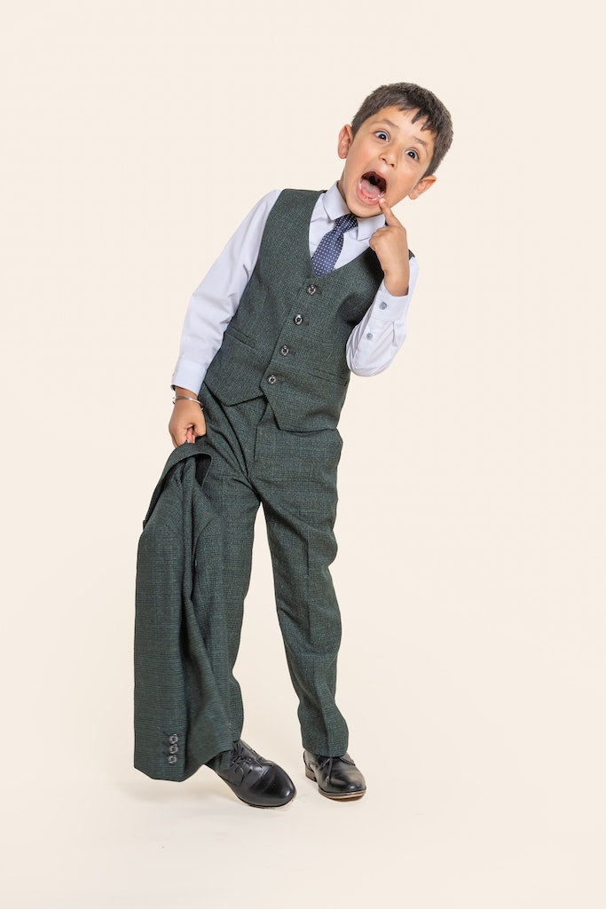 Boy's Caridi Olive Boys 3 Piece Suit-Waistcoat View