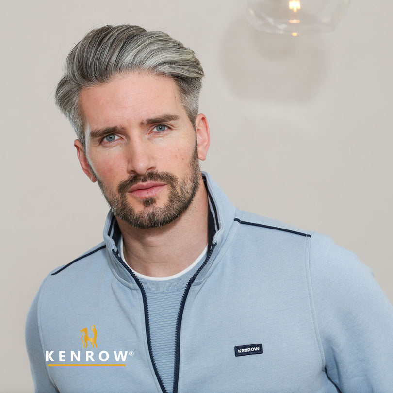 Kenrow Menswear Darragh Denim Zip Through Sweat Denim detail view