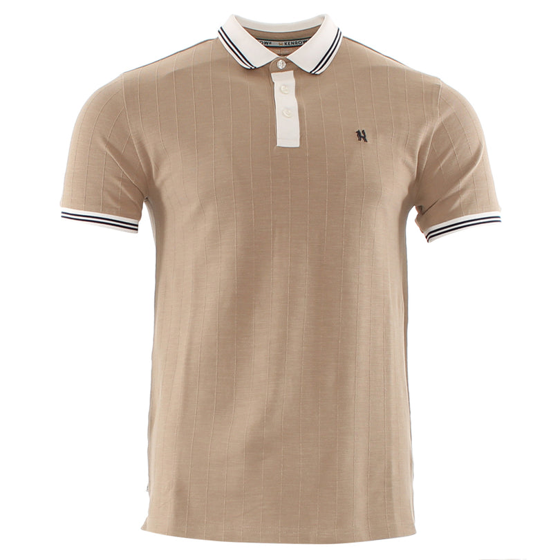 Men's Drake Sand Polo Shirt-Ghost Front View