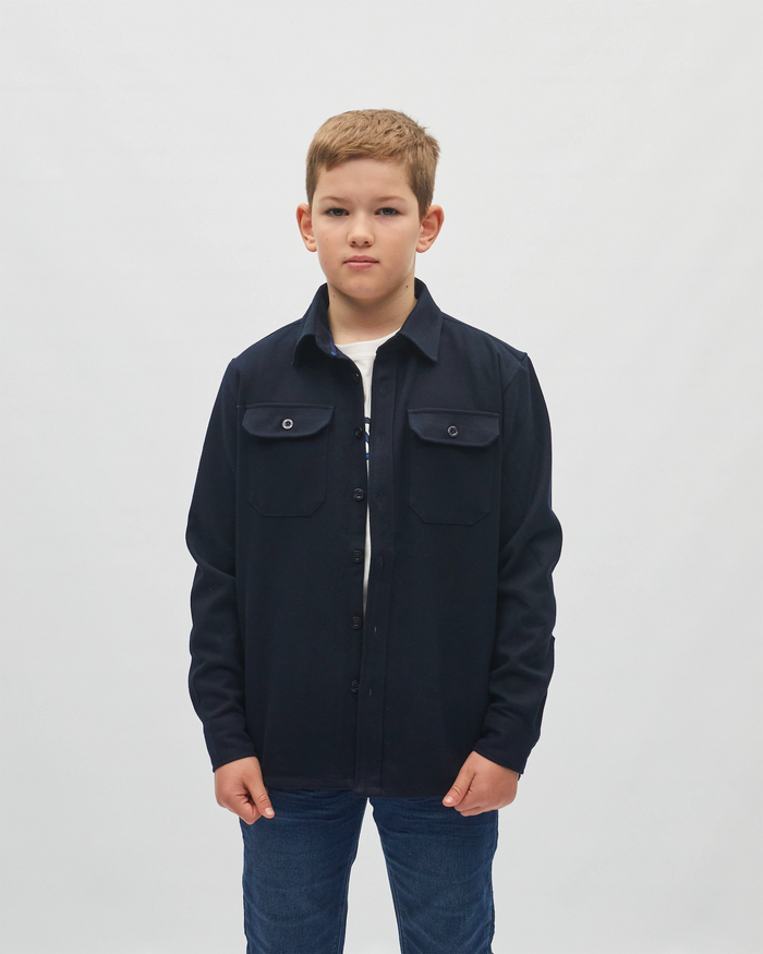 DIESEL KIDS Duncan Navy Overshirt Navy front view
