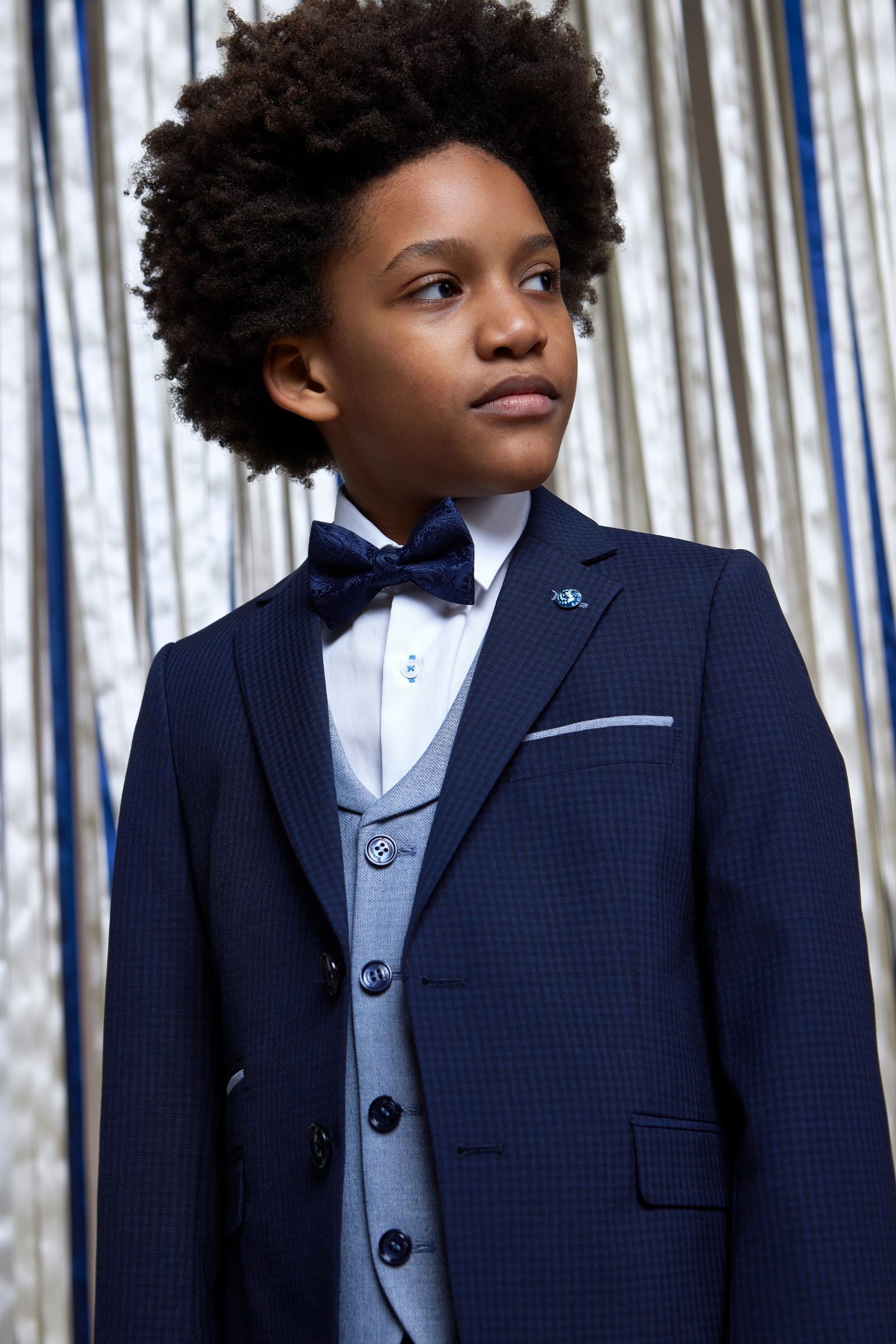 Benetti Boyswear Boys Dan Smoke Check Suit 3pc SMOKE CHECK front view