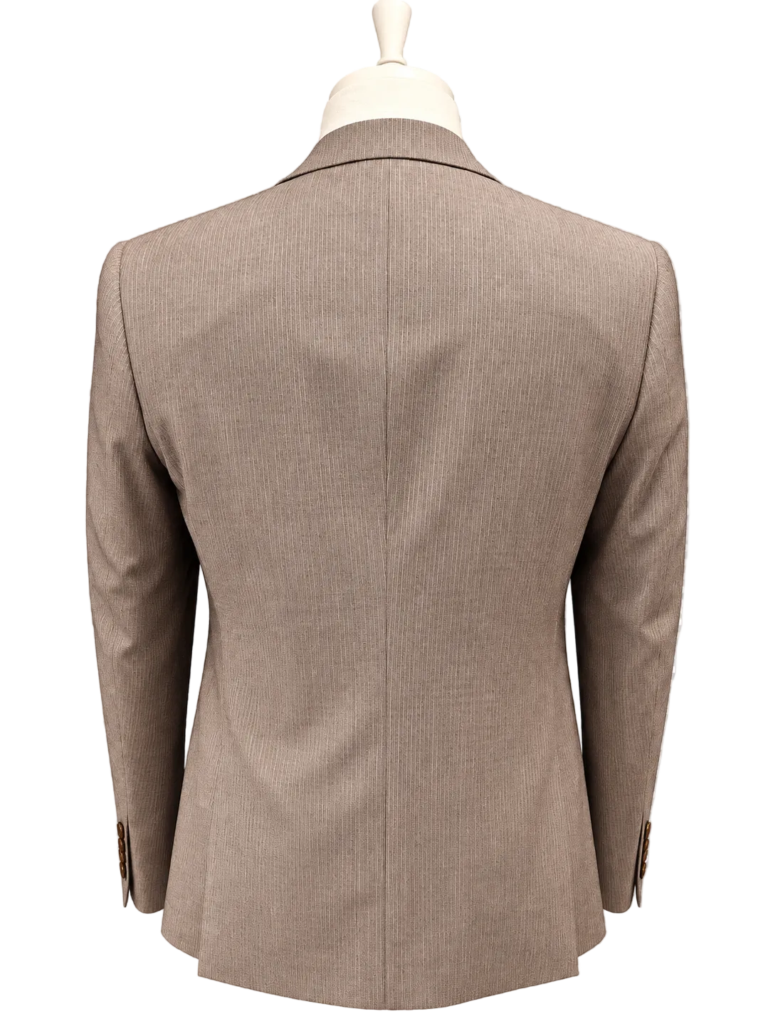 Back view of the BENETTI Dara brown pinstripe suit jacket showing the pinstripe pattern and tailored shape