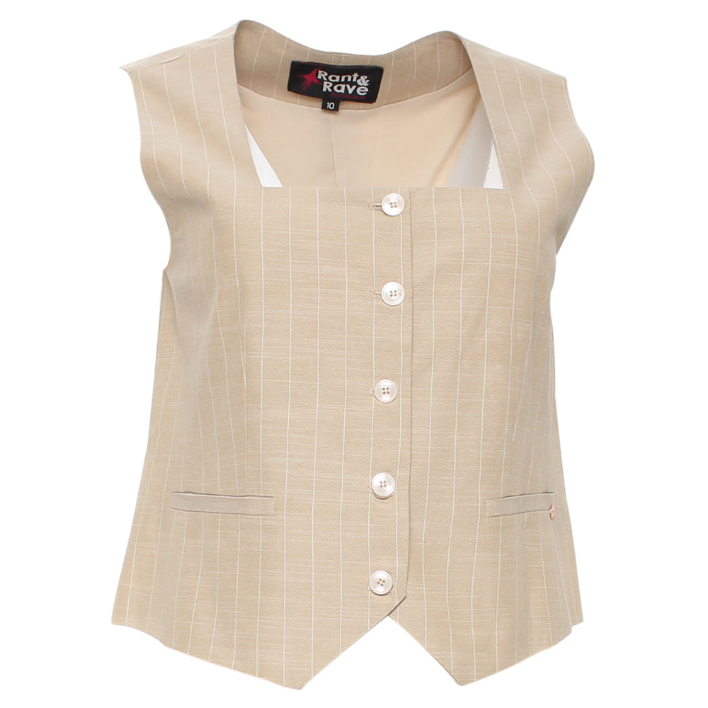 RANT & RAVE LADIES Edlyn Sand Waistcoat SAND back view