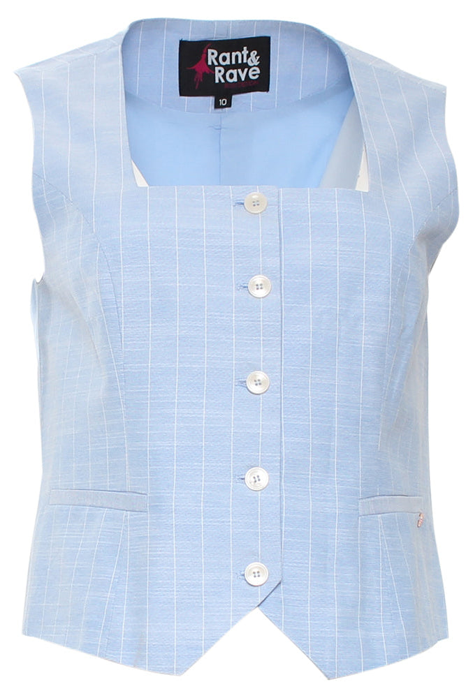 RANT & RAVE LADIES Edlyn Sky Waistcoat SKY back view