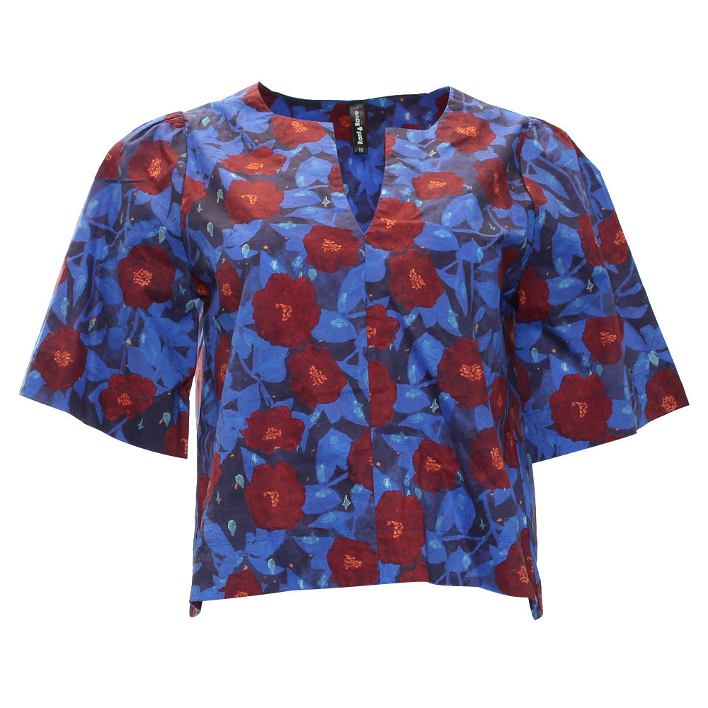 RANT & RAVE LADIES Effy V-Neck Blue Top Blue detail view