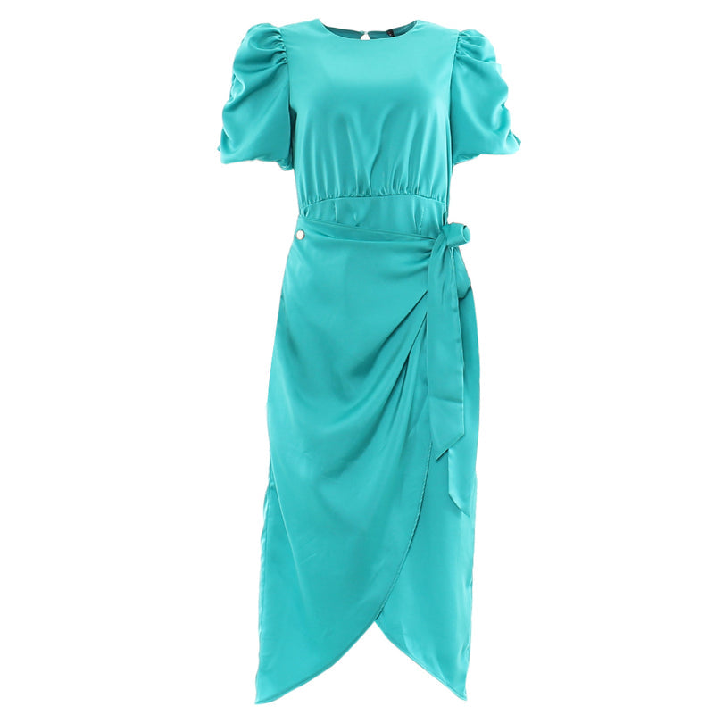 Ladies Ellya Midi Dress-Teal-Ghost Front View