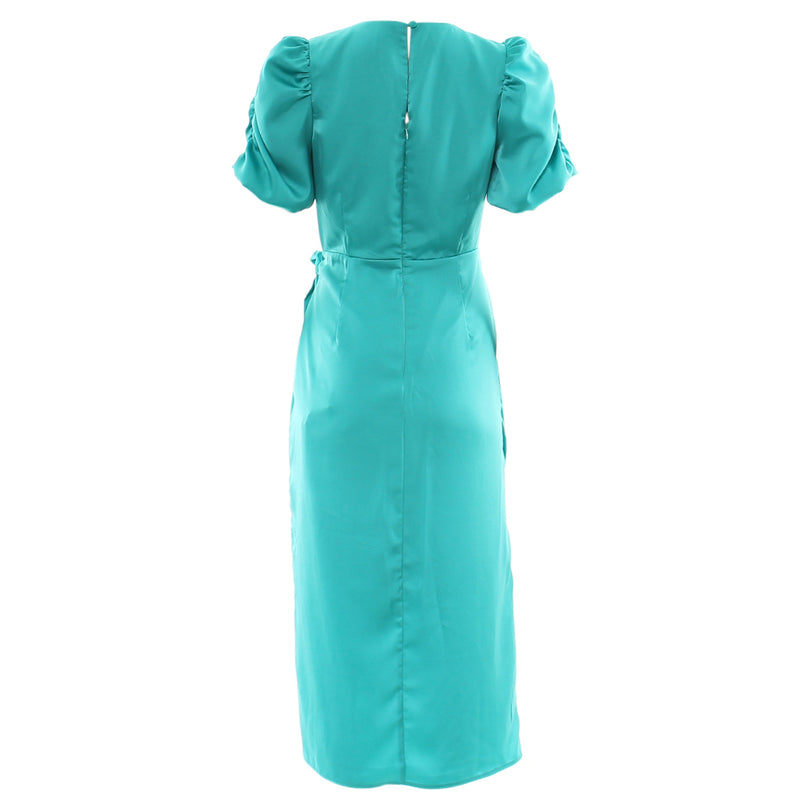 RANT & RAVE LADIES Ellya Midi Dress-Teal Teal flat front view