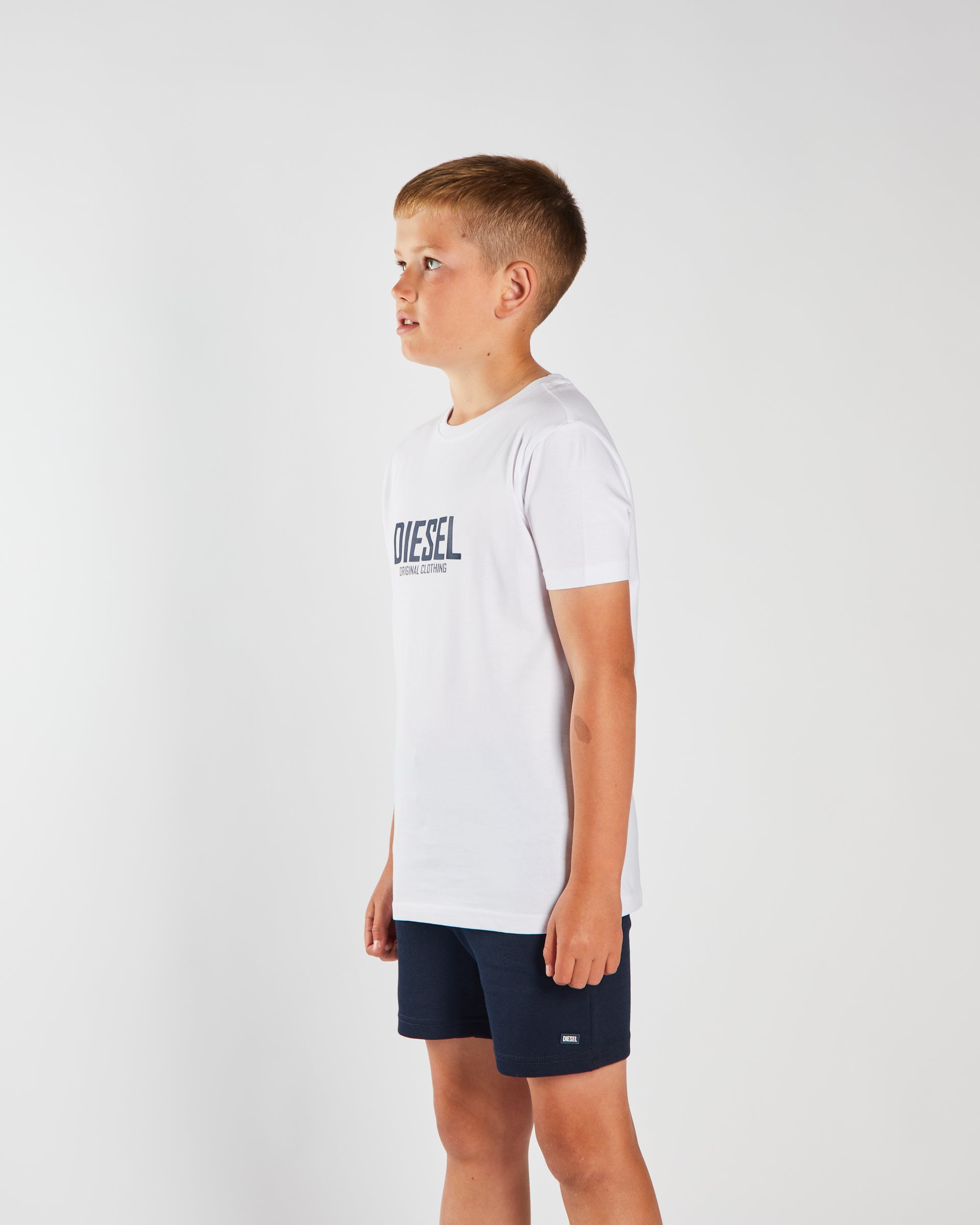 Boy's Enzo White Tee-Side View