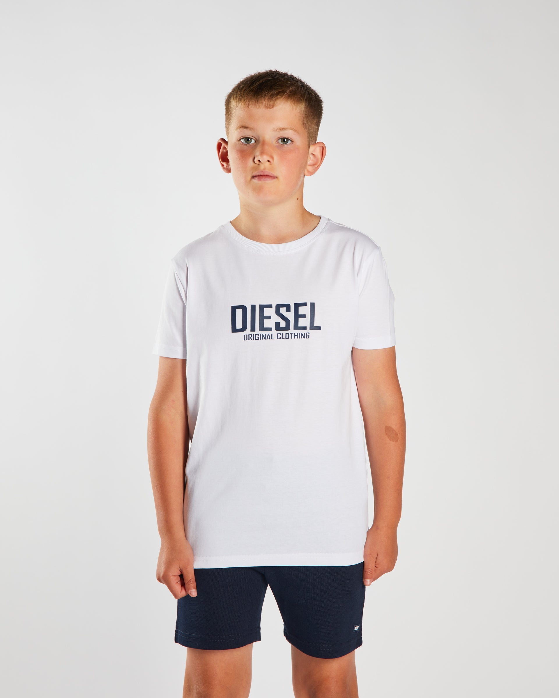 Boy's Enzo White Tee-Front View