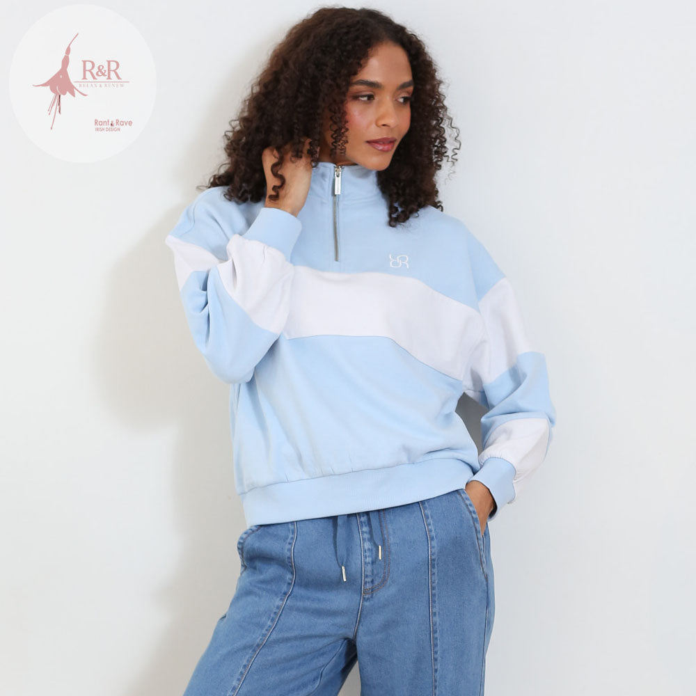 Ladies Relax & Renew Eudora Sky Half Zip-Closed Zip View