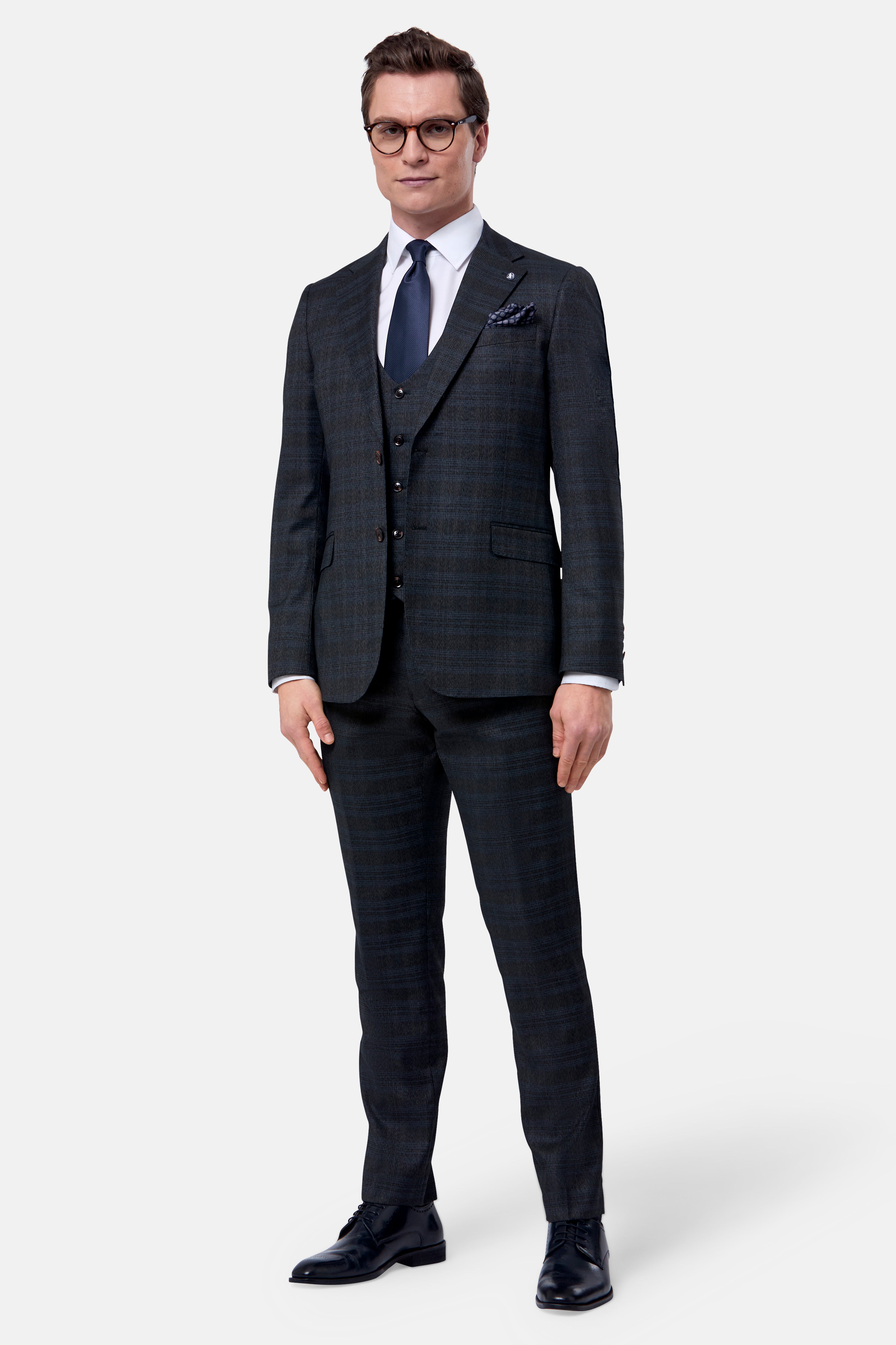 BENETTI Elijah Forest 3 Piece Tapered Fit Suit FOREST front view