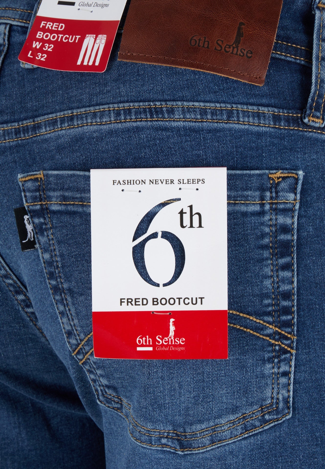 Men's Fred Lightwash Bootcut Jean-Back Pockt View