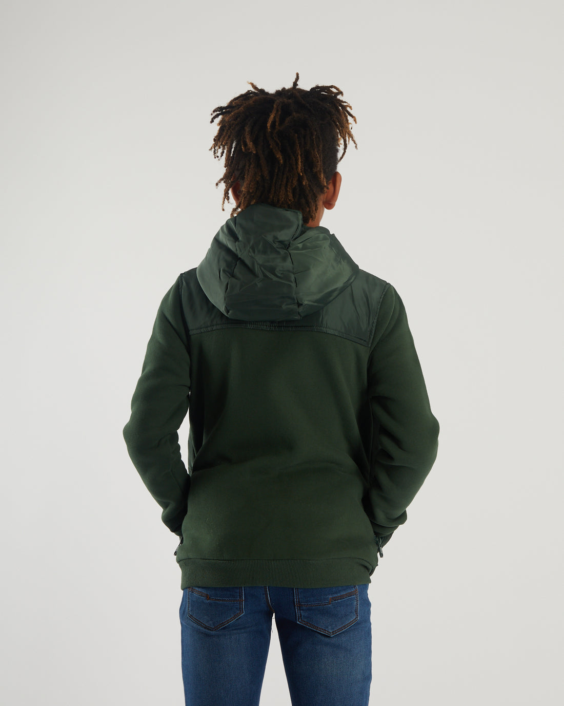 Boy's Granger Zipper - Green-Model Back View