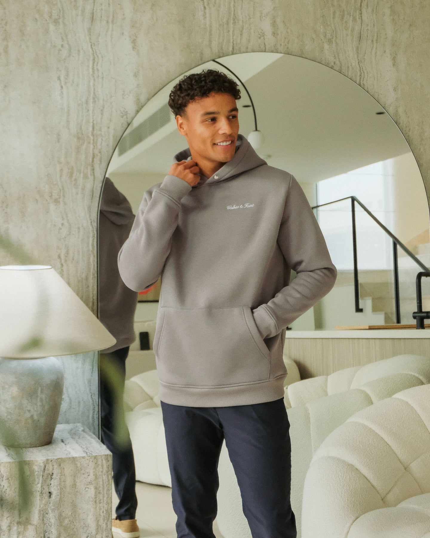 Walker & Hunt Script Slate Grey Hoodie SLATE GRAY front view