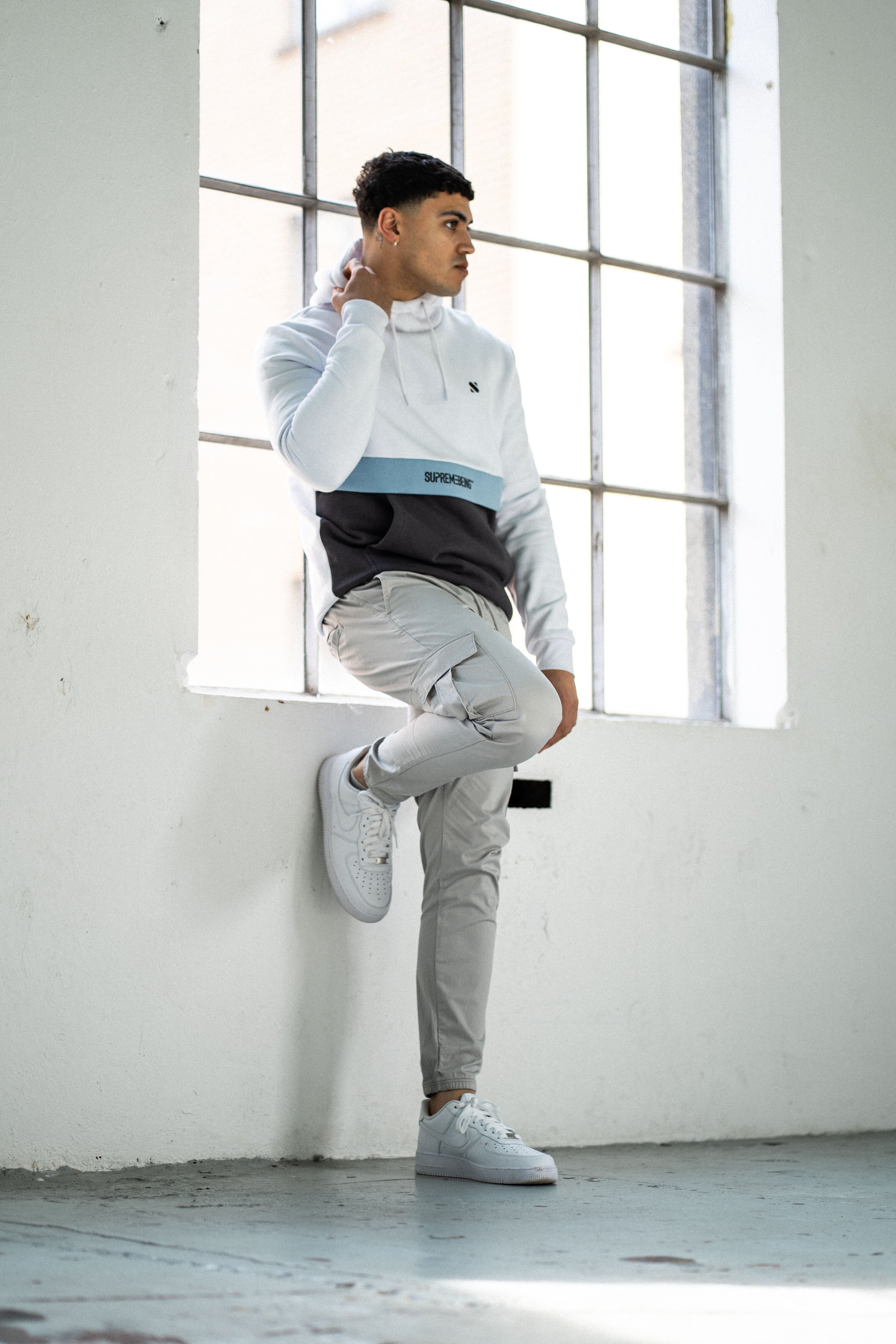 Supreme Being Viro White / Jay Blue Hoodie White/Jay Blue front view