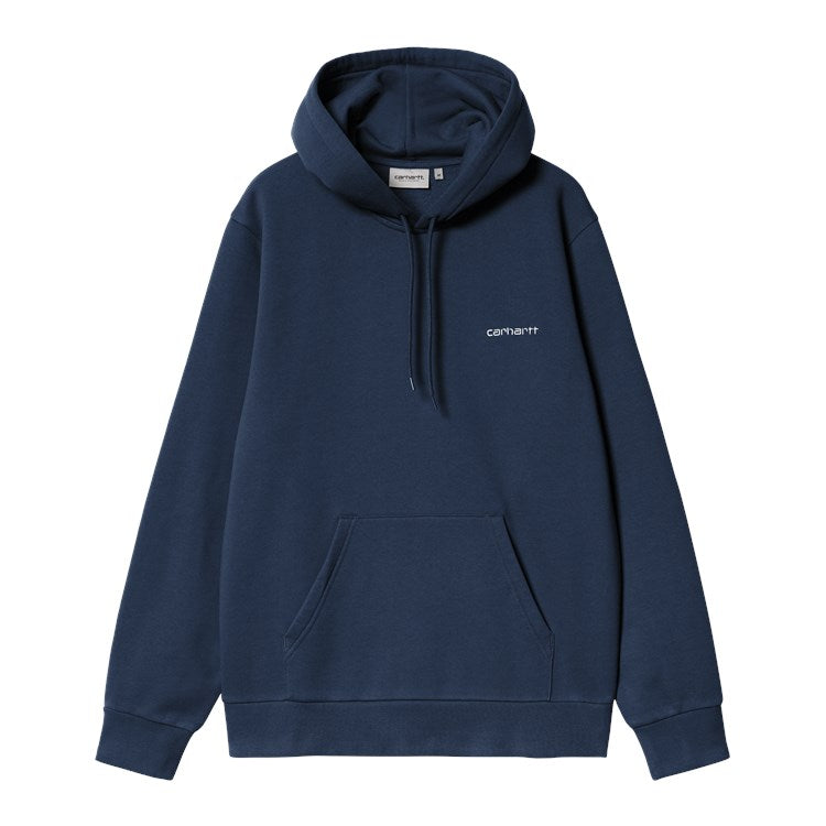 Hooded Script Embroidery Sweat-Jupiter/White