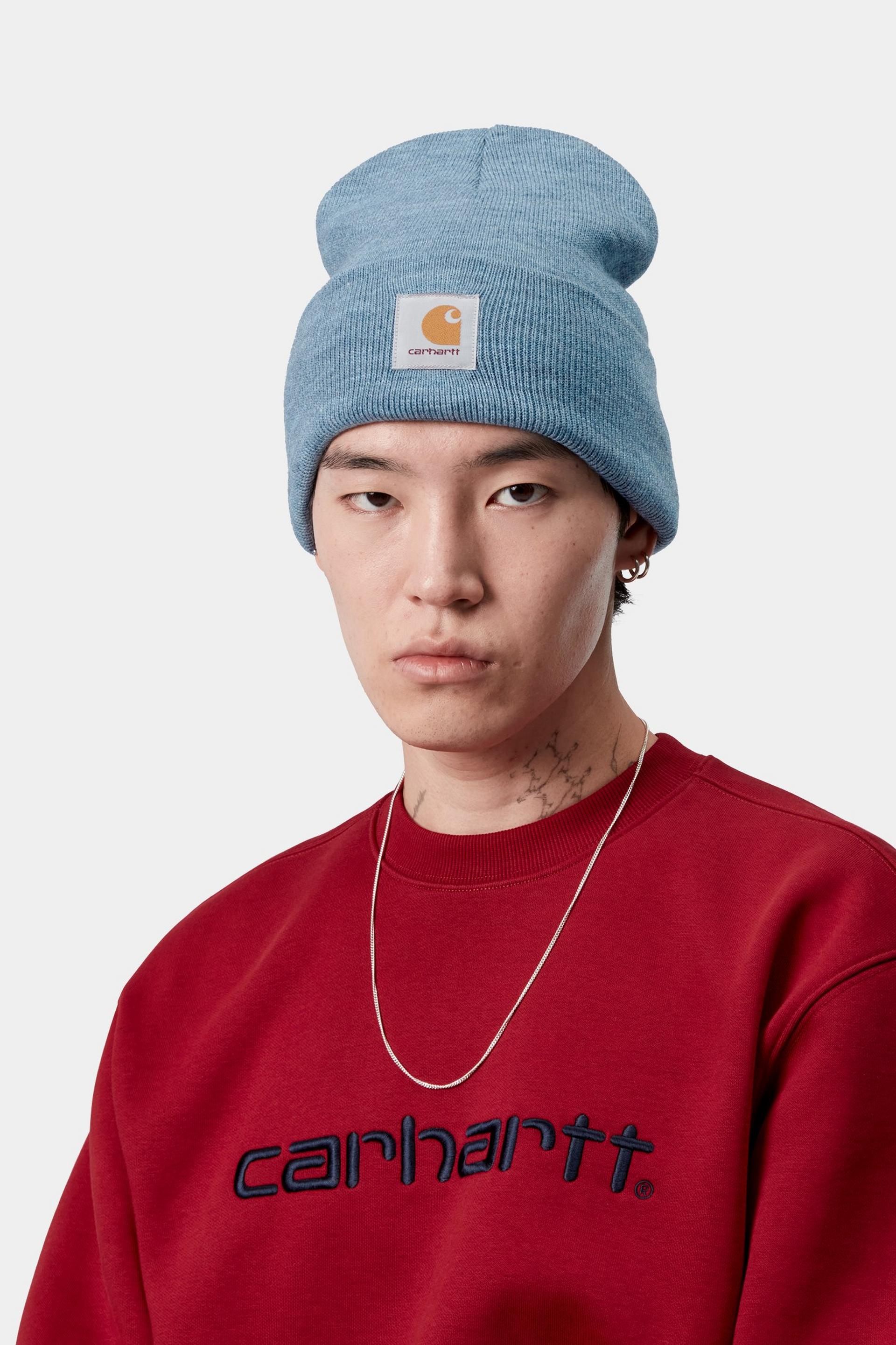 Men's Acrylic Watch Hat-Angelite Heather-Model Wearing Beanie