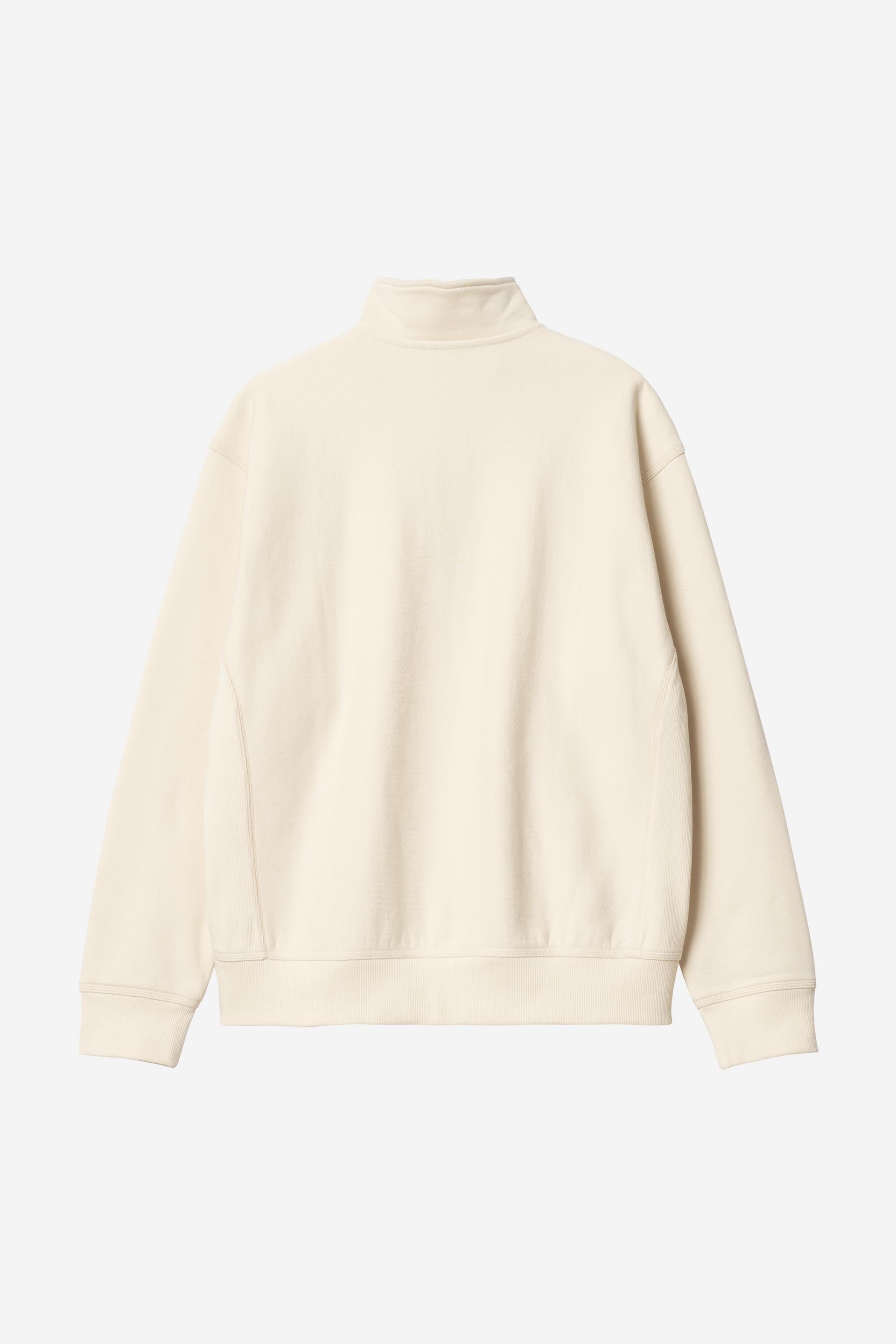 Men's Half Zip American Script Sweat-Natural-Back View