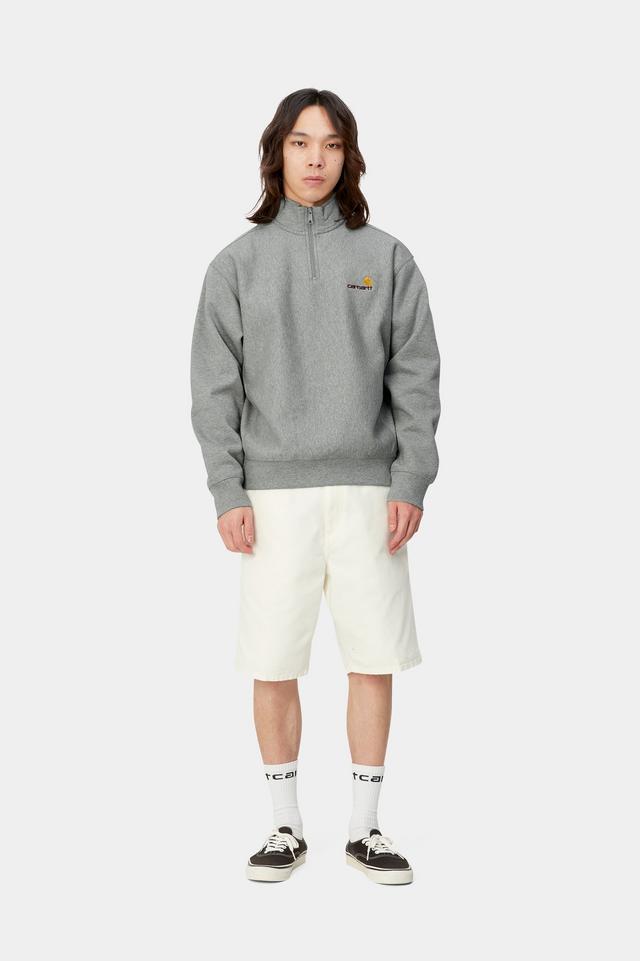 Carhartt WIP Half Zip American Script Sweat-Grey Heather Grey Heather detail view