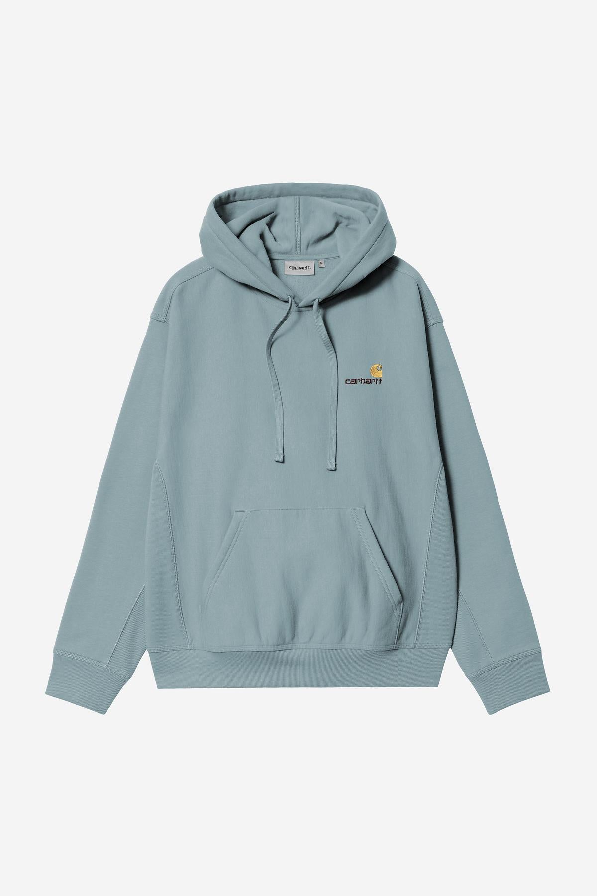 Light blue hoodie with Carhartt logo on a white background