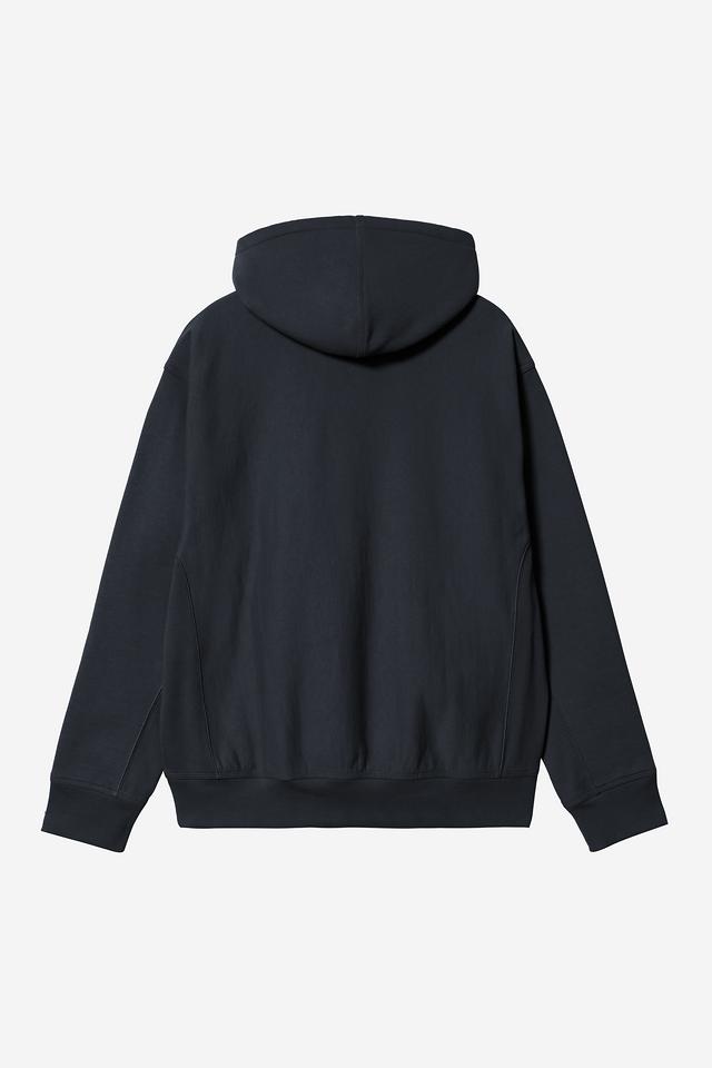 Carhartt WIP Hooded American Script Sweatshirt-Deep Night Deep Night model front view