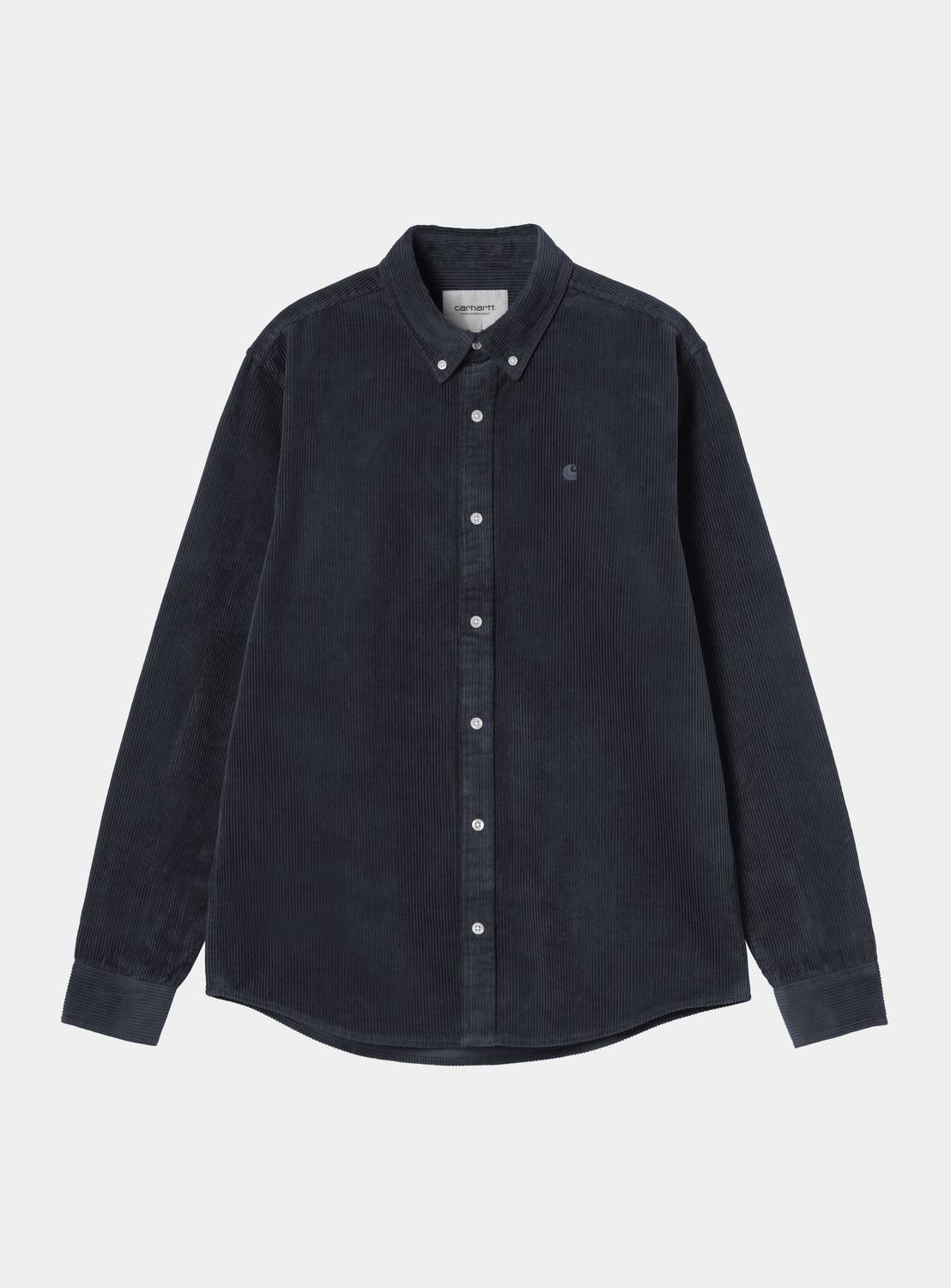 Carhartt WIP Madison Cord Shirt in Dark Navy front product view