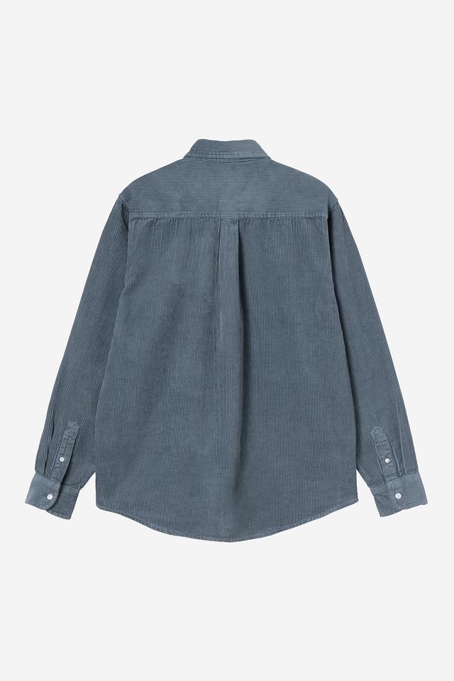 Blue corduroy shirt on a white background