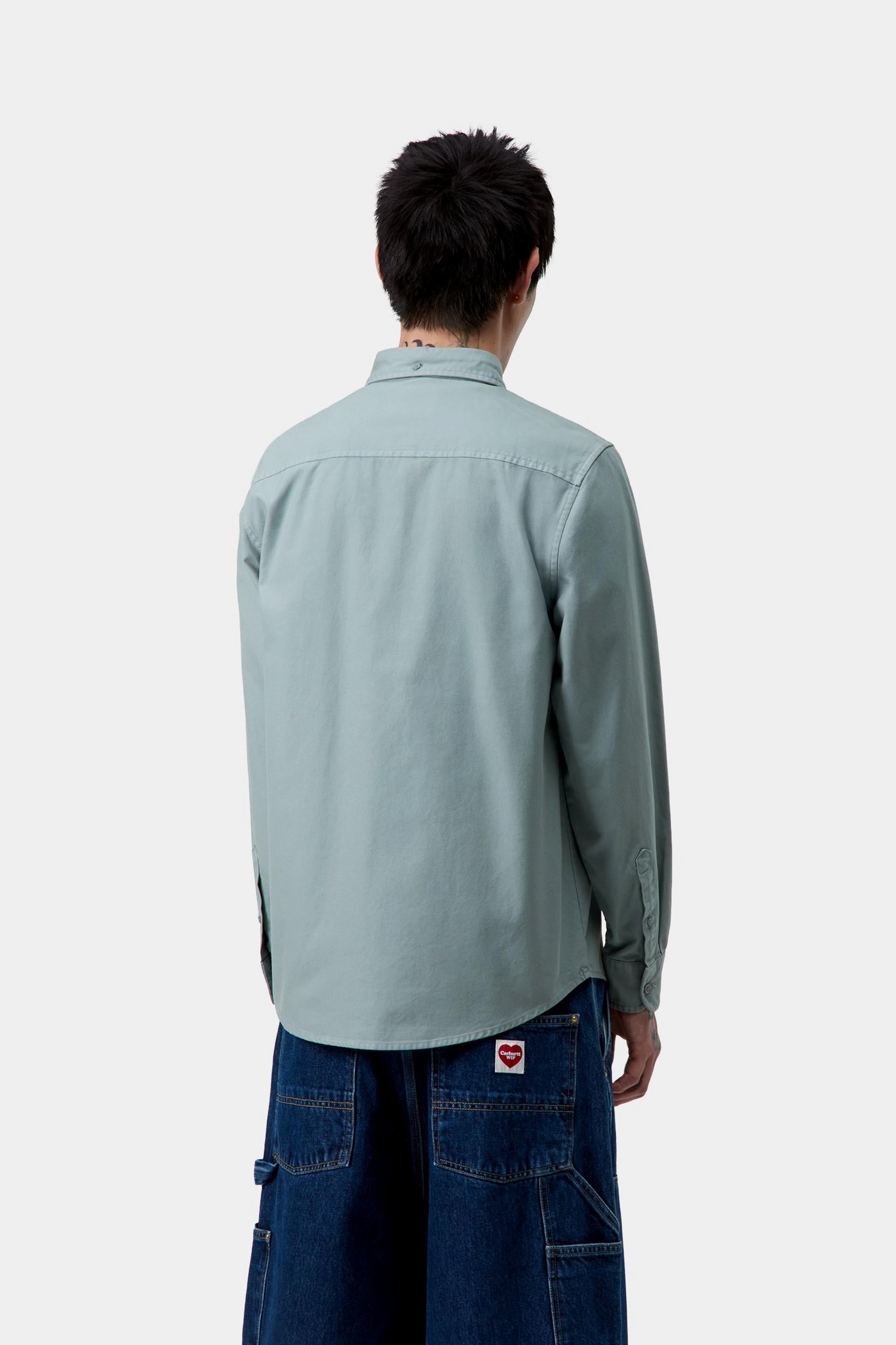 Carhartt WIP Long Sleeve Bolton Shirt-Citadel Citadel model front view