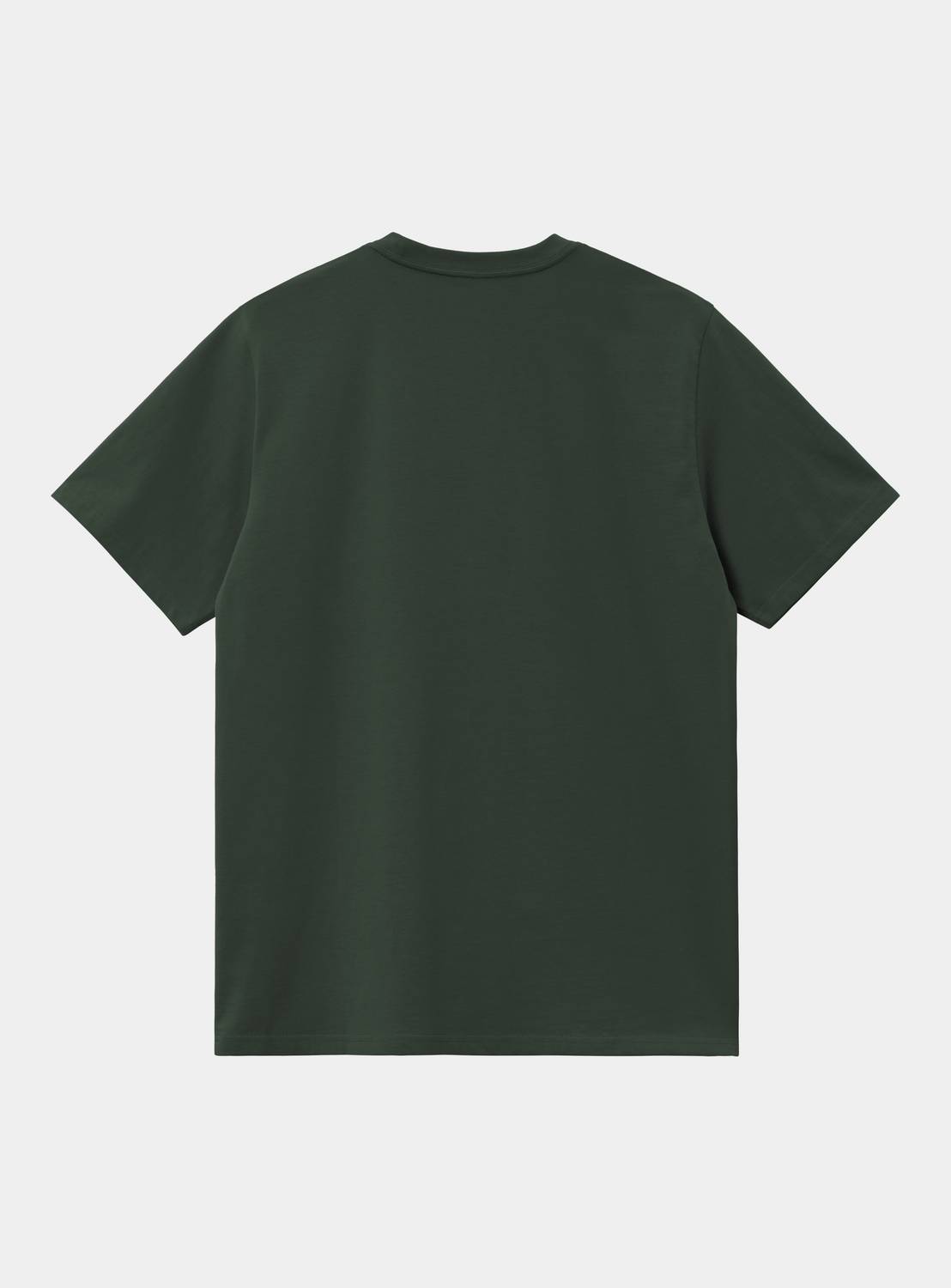Carhartt WIP S/S Pocket T-Shirt in Dark Scarab, back view, short sleeves, plain crew neck, no visible pocket detail on this side.