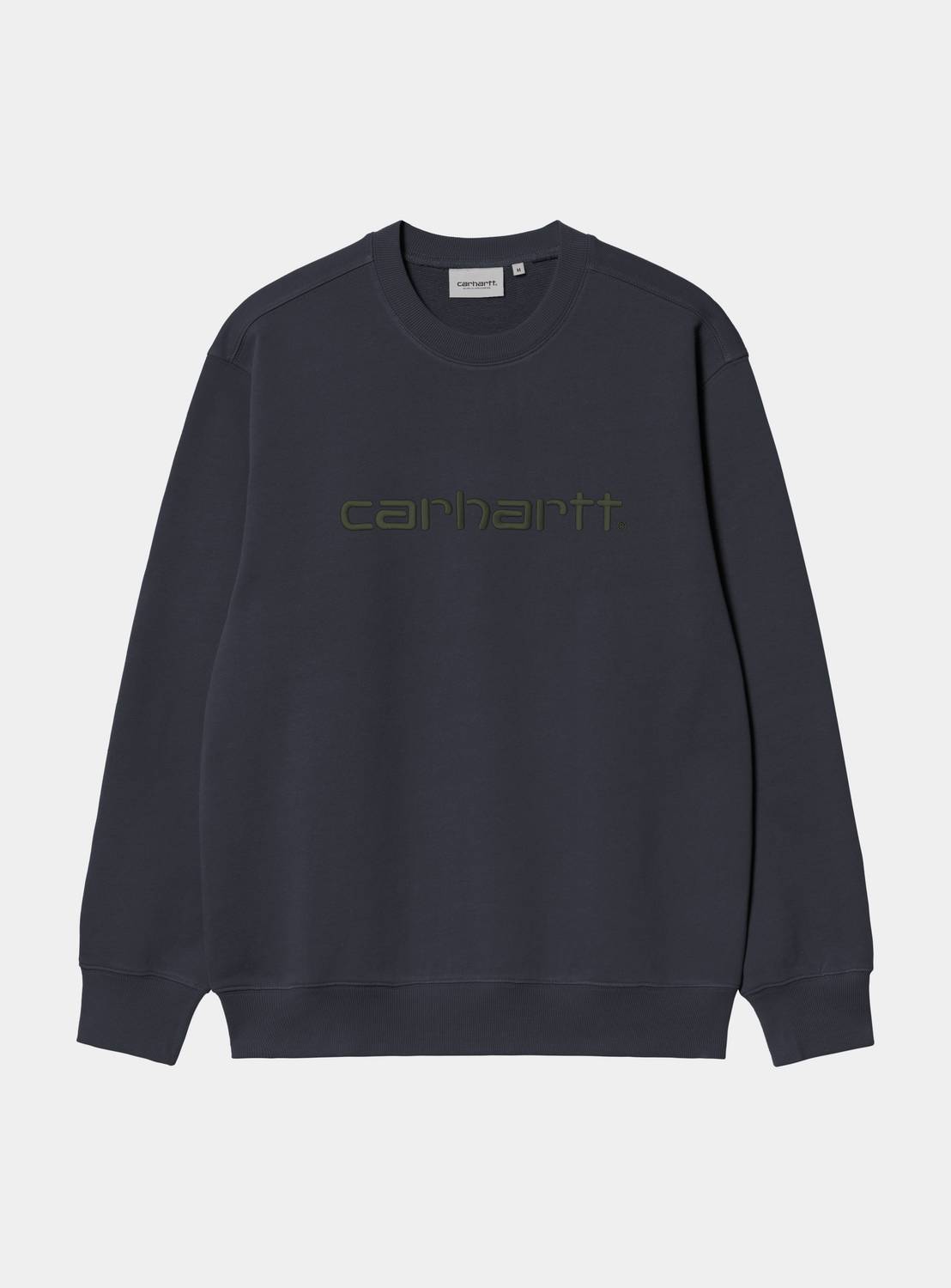 Carhartt WIP Carhartt Sweatshirt in Dark Navy / Dark Scarab, front view, with embroidered logo on chest