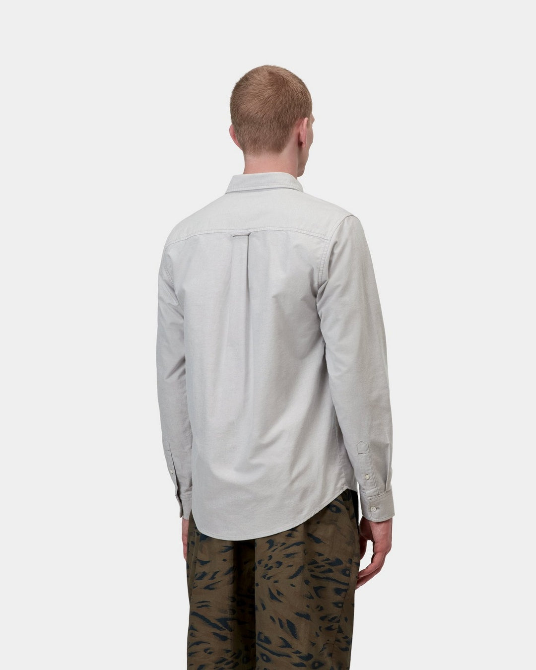Carhartt WIP L/S C-Logo Shirt-Shady Grey / White Shady Grey / White model front view