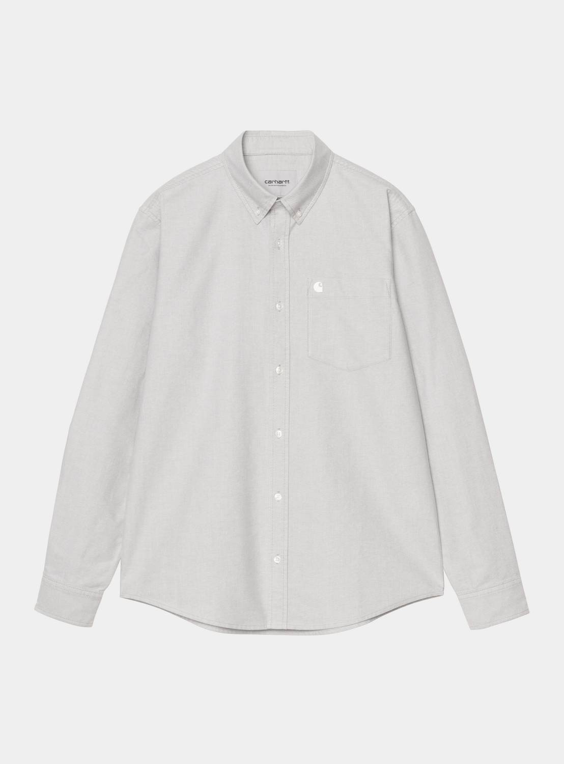 Carhartt WIP L/S C-Logo Shirt-Shady Grey / White Shady Grey / White back view