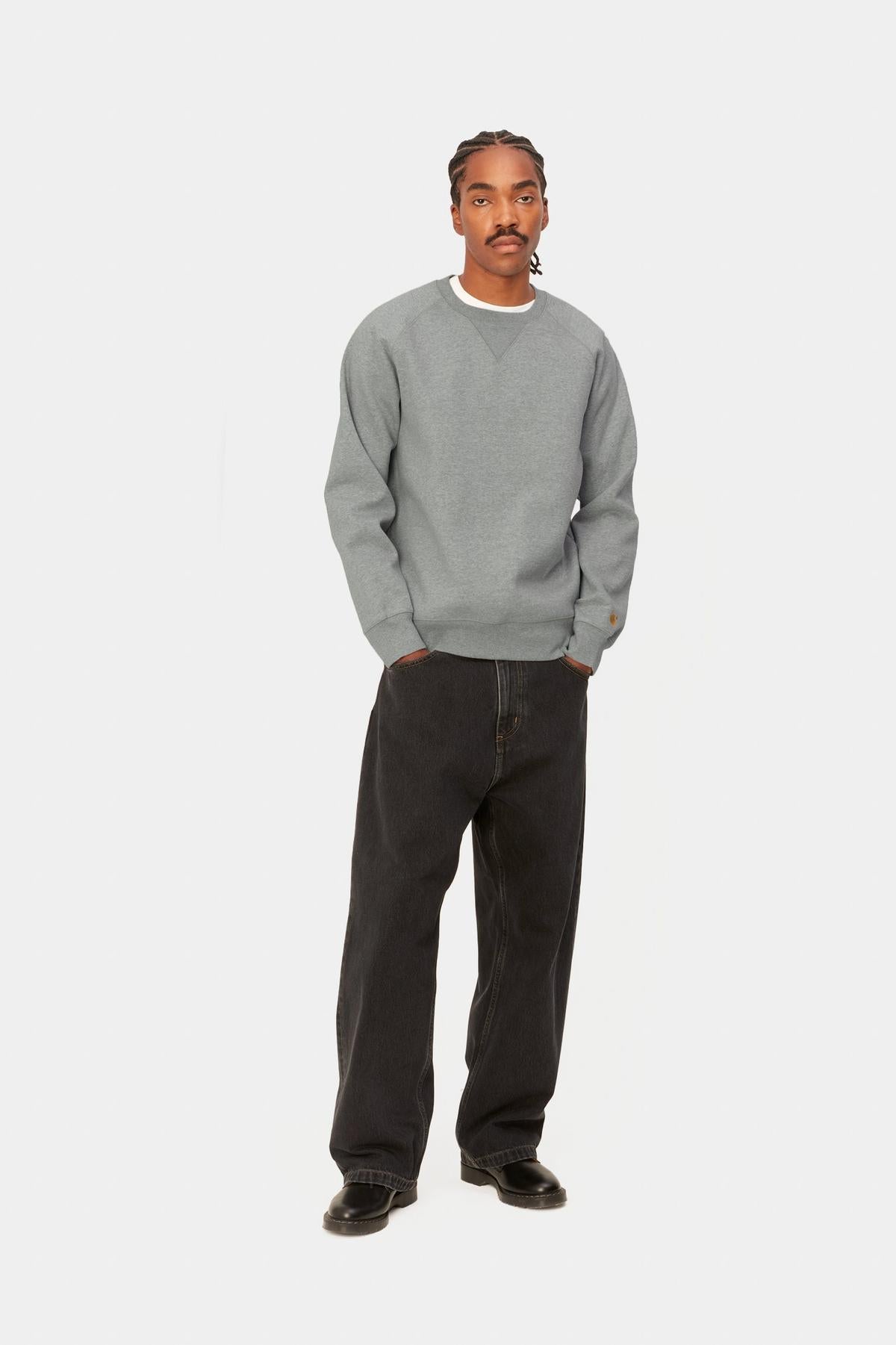 Carhartt WIP Chase Sweat-Grey Heather / Gold Grey Heather / Gold detail view