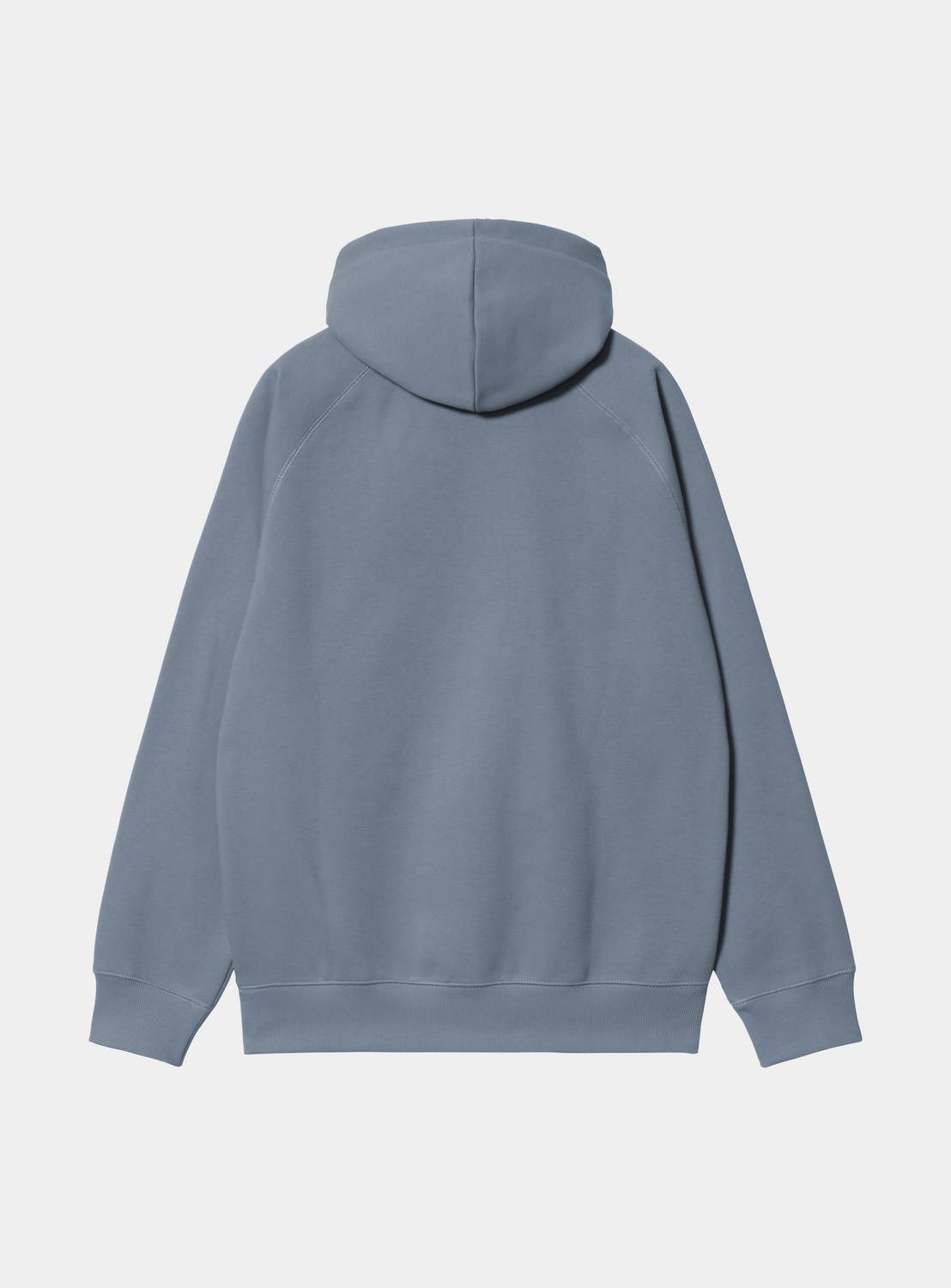 Carhartt WIP Hooded Chase Sweatshirt in Icesheet / Gold, back view, with hood and ribbed cuffs and hem.
