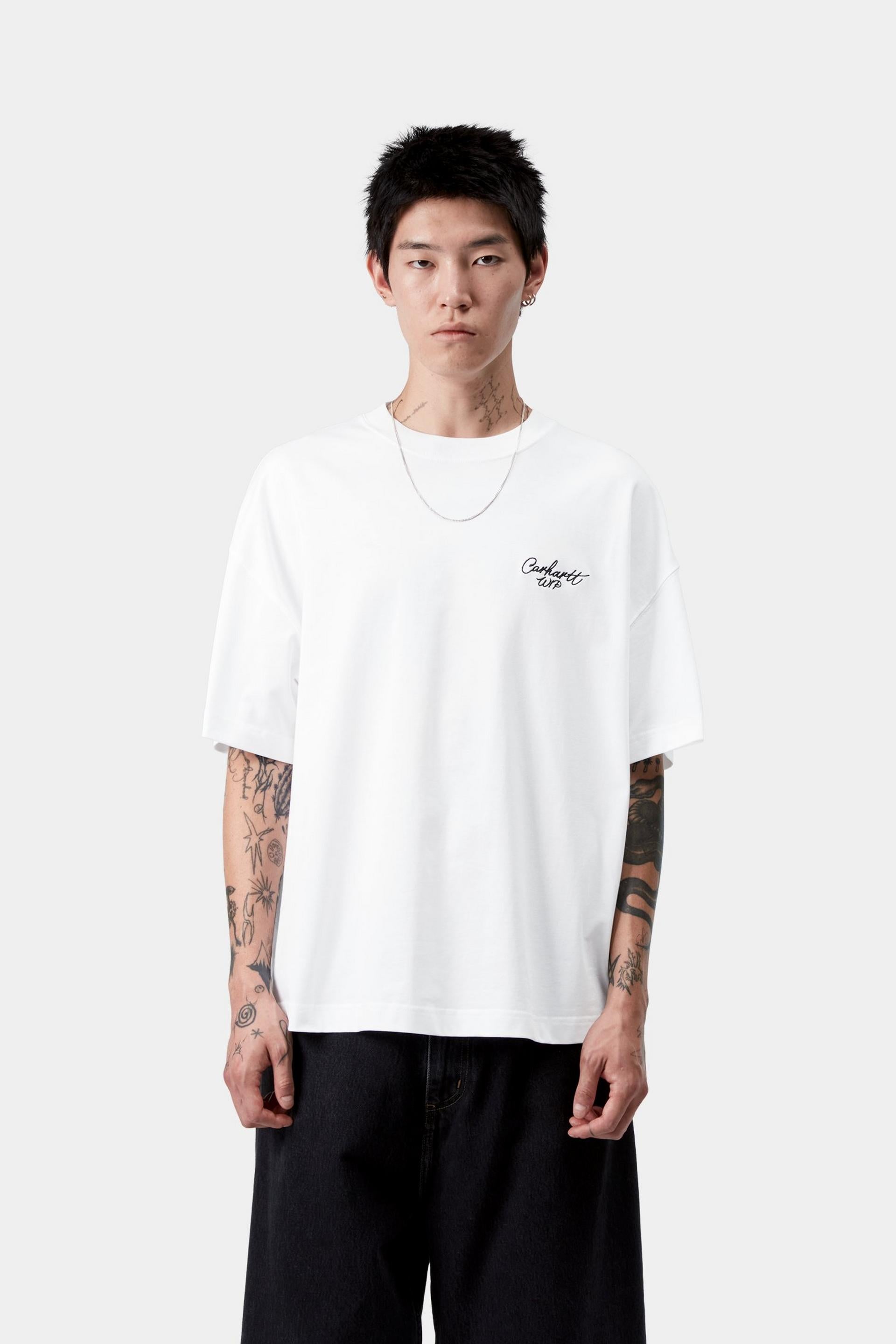 Short Sleeve Signature Script T-Shirt-White / Black