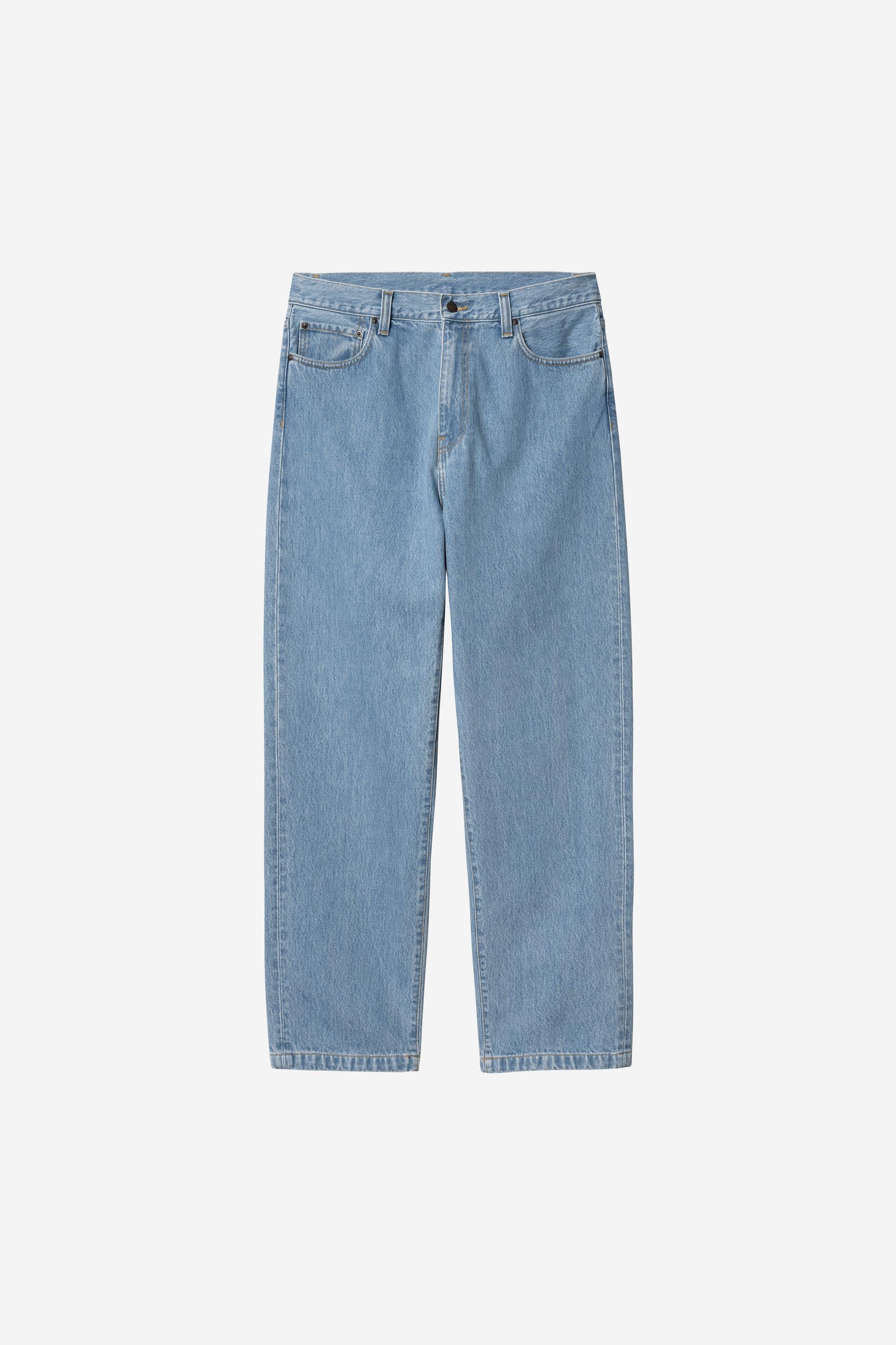 Carhartt WIP Aaron Pant-Blue Stone Bleached Blue Stone Bleached flat front view