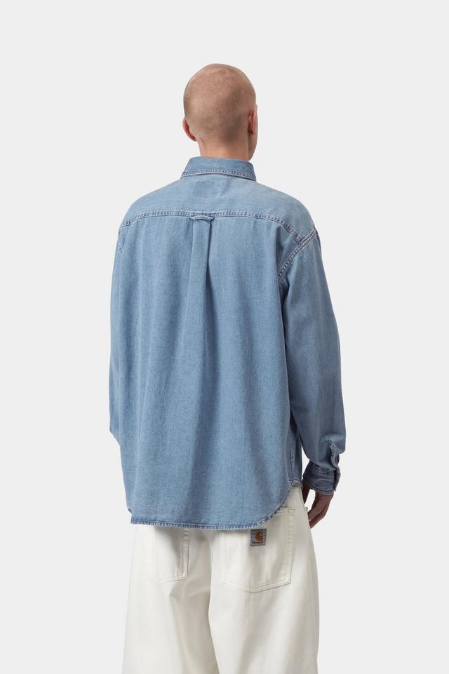 Carhartt WIP Lucas Shirt-Blue Bleached Blue model front view