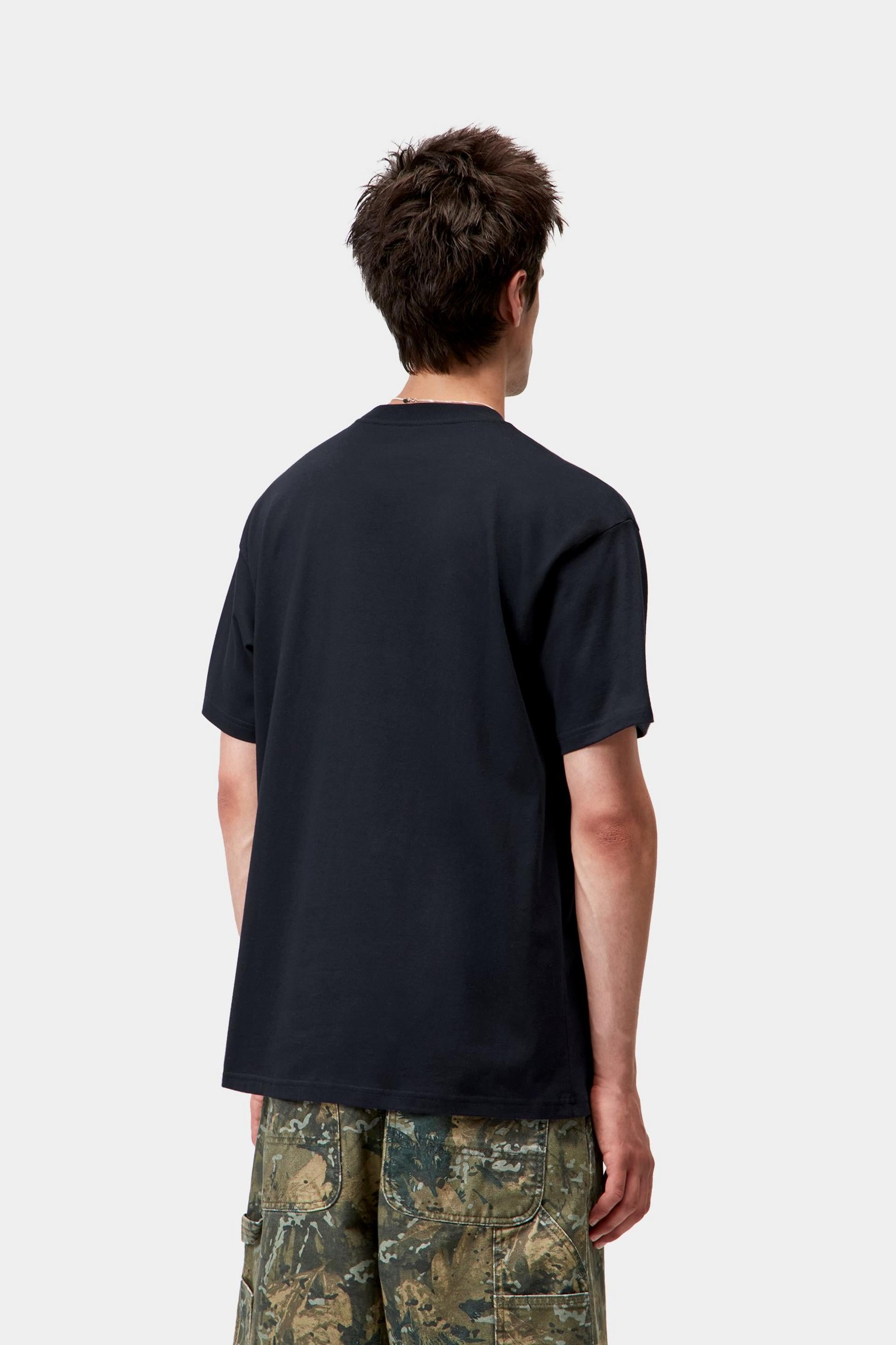 Carhartt WIP Short Sleeve Fairplay T-Shirt-Dark Navy Dark Navy model front view