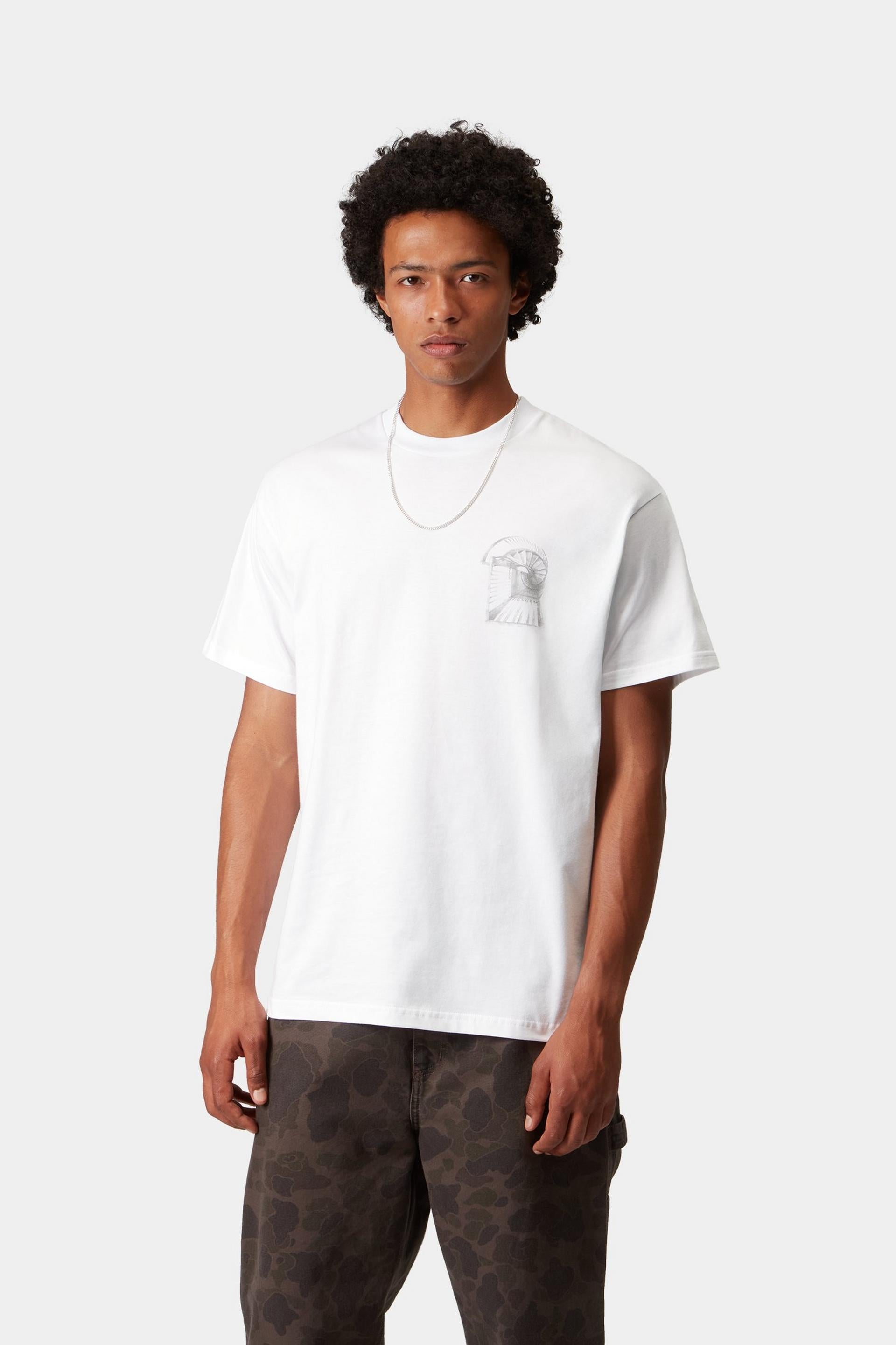 Men's Short Sleeve Okniceok 02 T-Shirt-White-Model Wearing the Tee